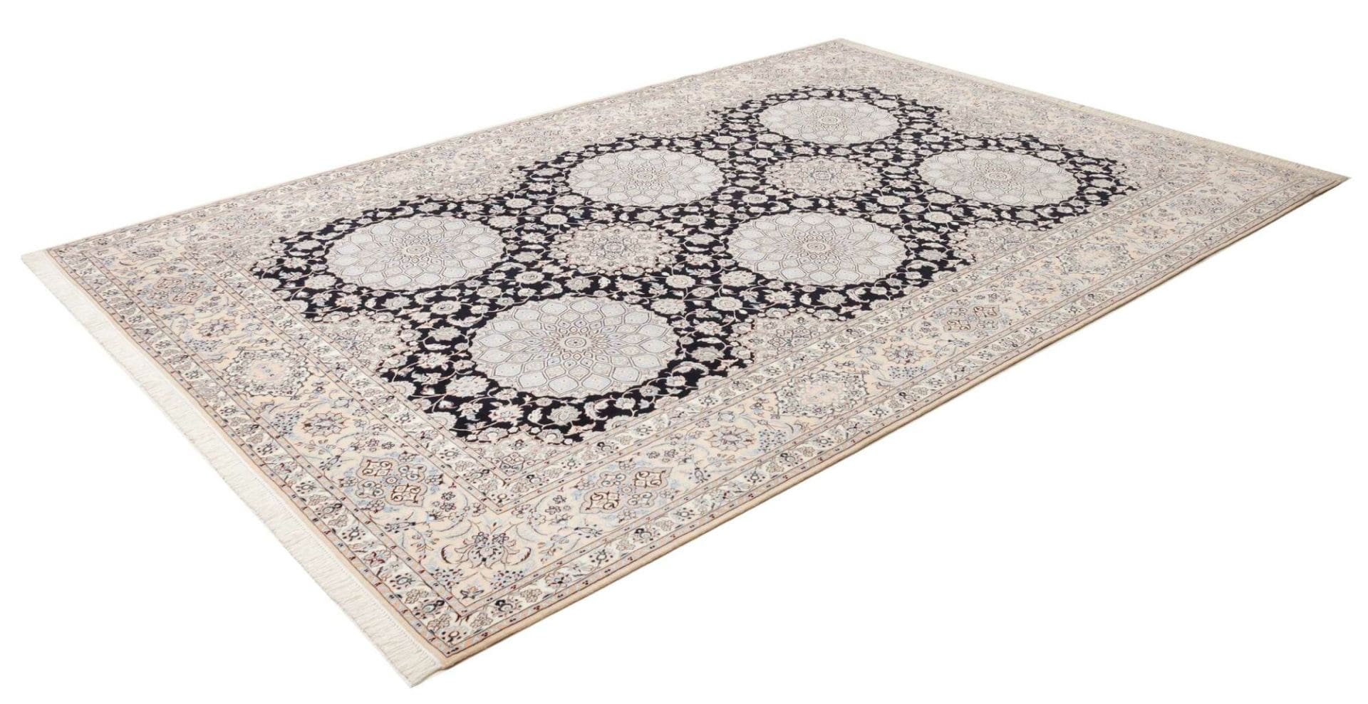 Nain 6La Teppich 220 x 316cm 900K/Qm florales Muster, Schurwolle, handgeknüpft H1