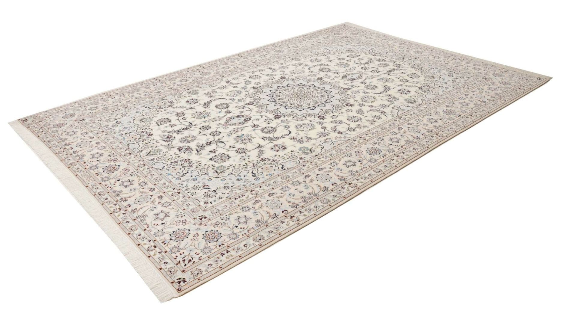 Nain Teppich 210 x 310 cm, florales Design, handgeknüpft, Perserteppich
