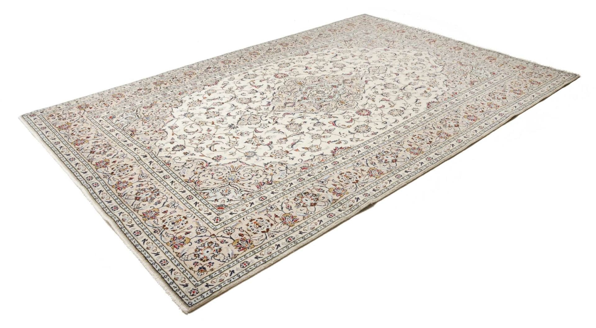 Kashan Teppich 201 x 302 cm, florale Muster, handgeknüpft, Perserteppich