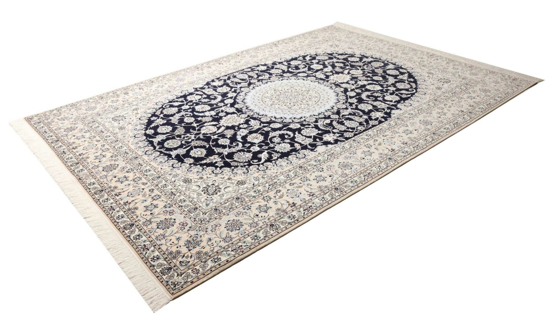 Nain Teppich 216 x 305cm, handgeknüpft, florale Muster, Perserteppich