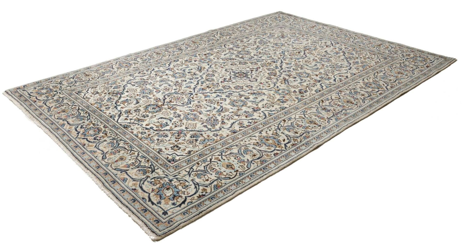 Kashan Teppich 203 x 295 cm, florales Muster, handgeknüpft, Perserteppich