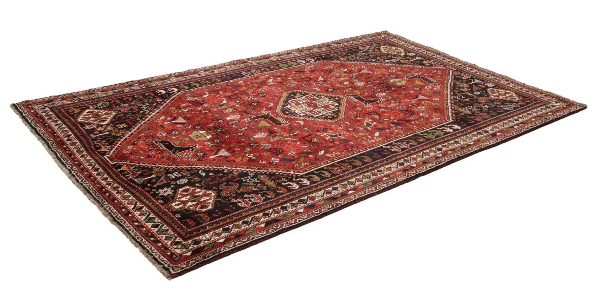 Shiraz Teppich 186 x 295cm, Wolle, geometrische Muster, handgeknüpft
