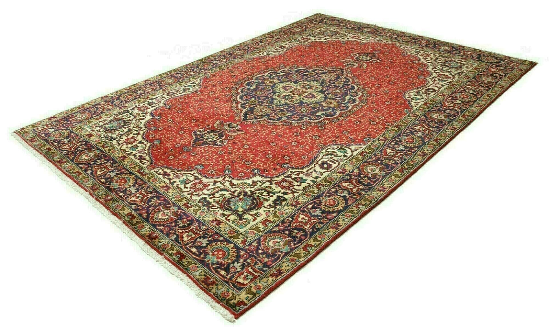 Täbriz Teppich 203 x 293cm, florales Muster, handgeknüpft, Perserteppich