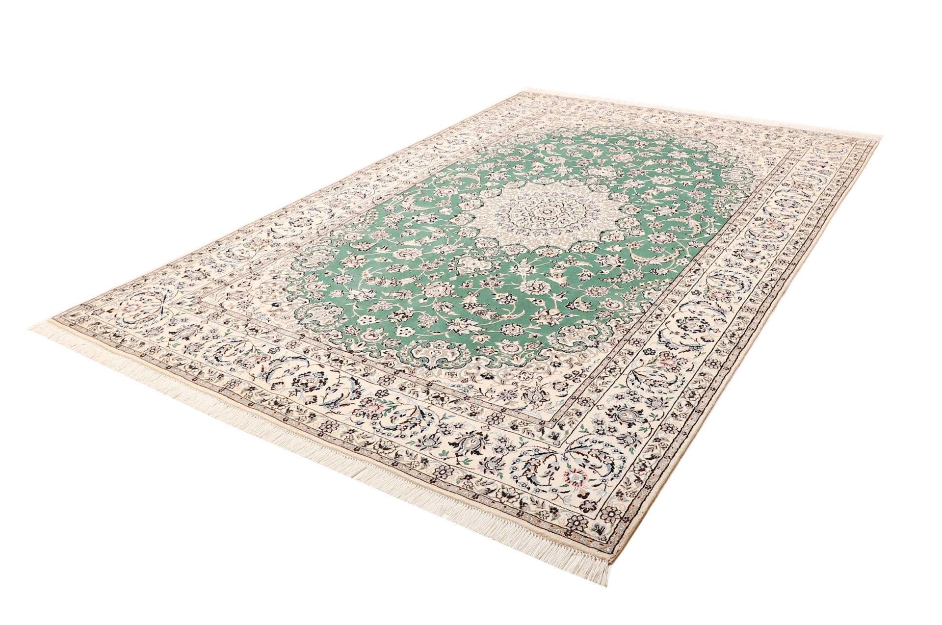 Nain Teppich 203 x 298cm, florales Design, handgeknüpft, Perserteppich