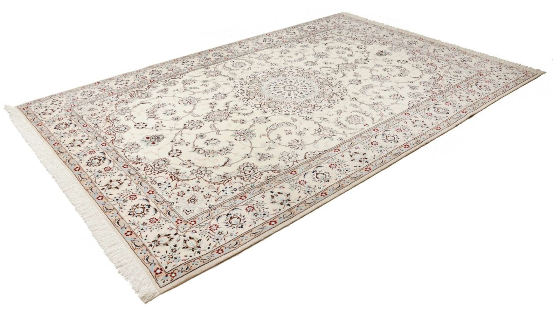 Nain Teppich 211 x 312cm – florales Muster, handgeknüpft, Perserteppich