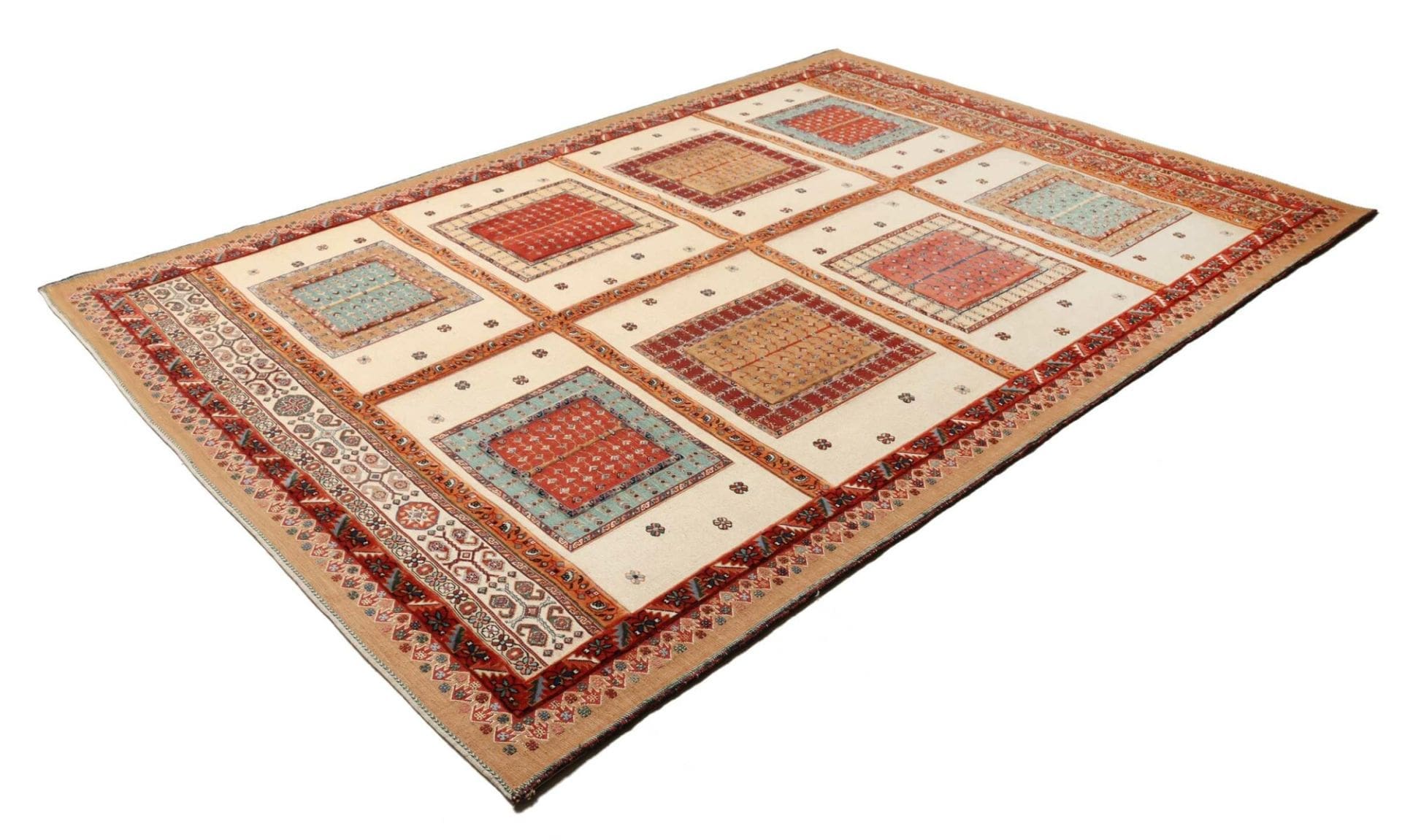 Orientteppich 200 x 283cm, florale Muster, Schurwolle, handgeknüpft