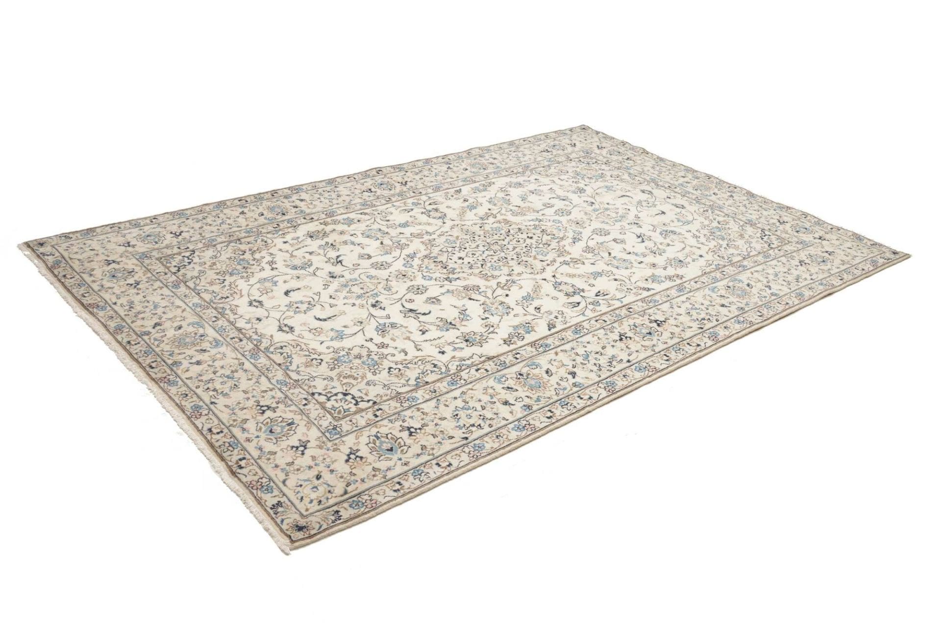 Kashan Teppich 193 x 296cm, florale Muster, handgeknüpft, Perserteppich