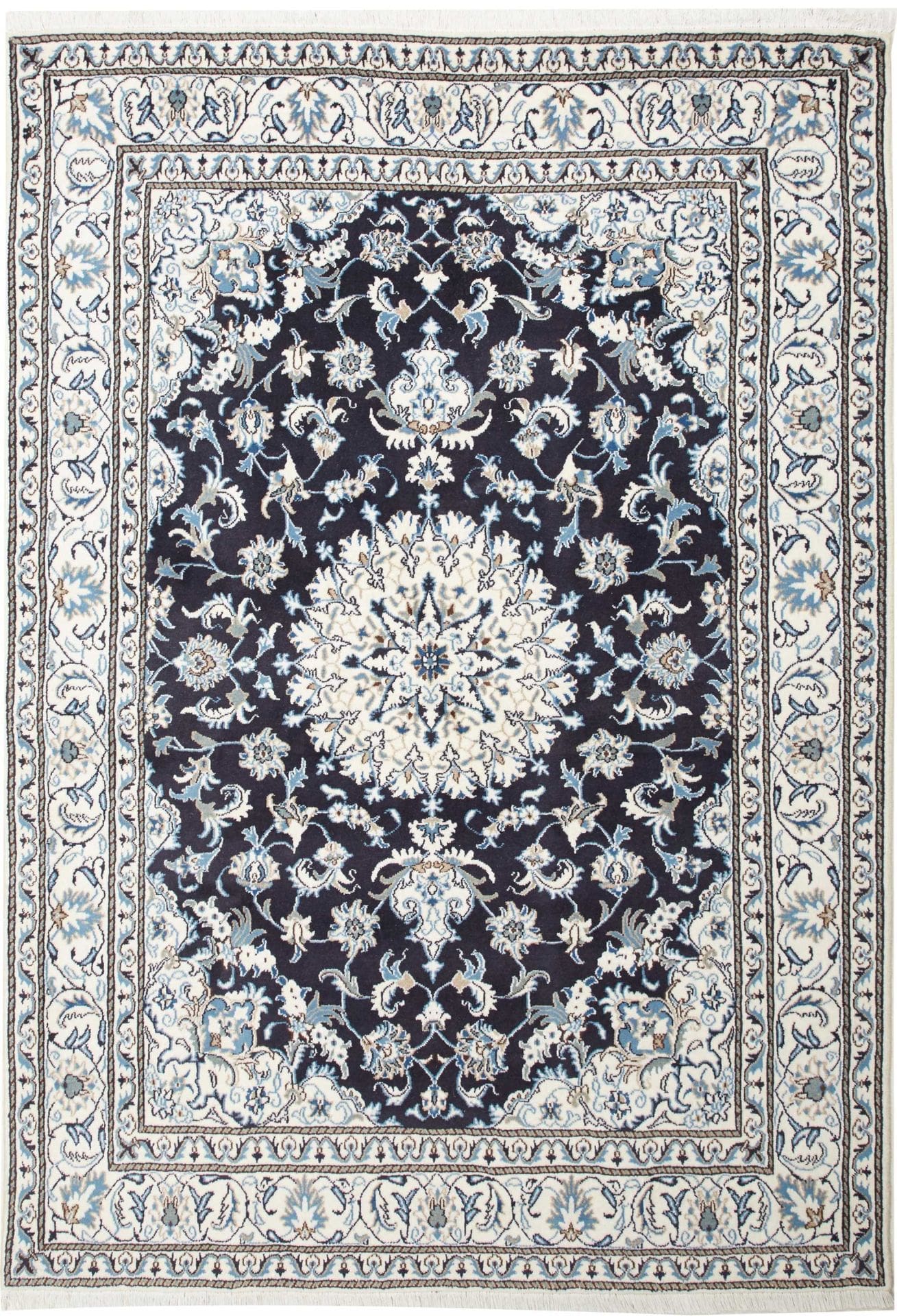 (Verkauft) Nain Teppich 168 x 245 cm, florale Muster, handgeknüpft, Perserteppich