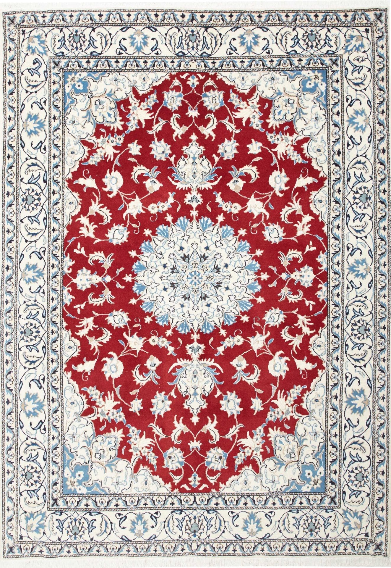 Nain Teppich 173 x 235cm, florales Muster, handgeknüpft, Perserteppich