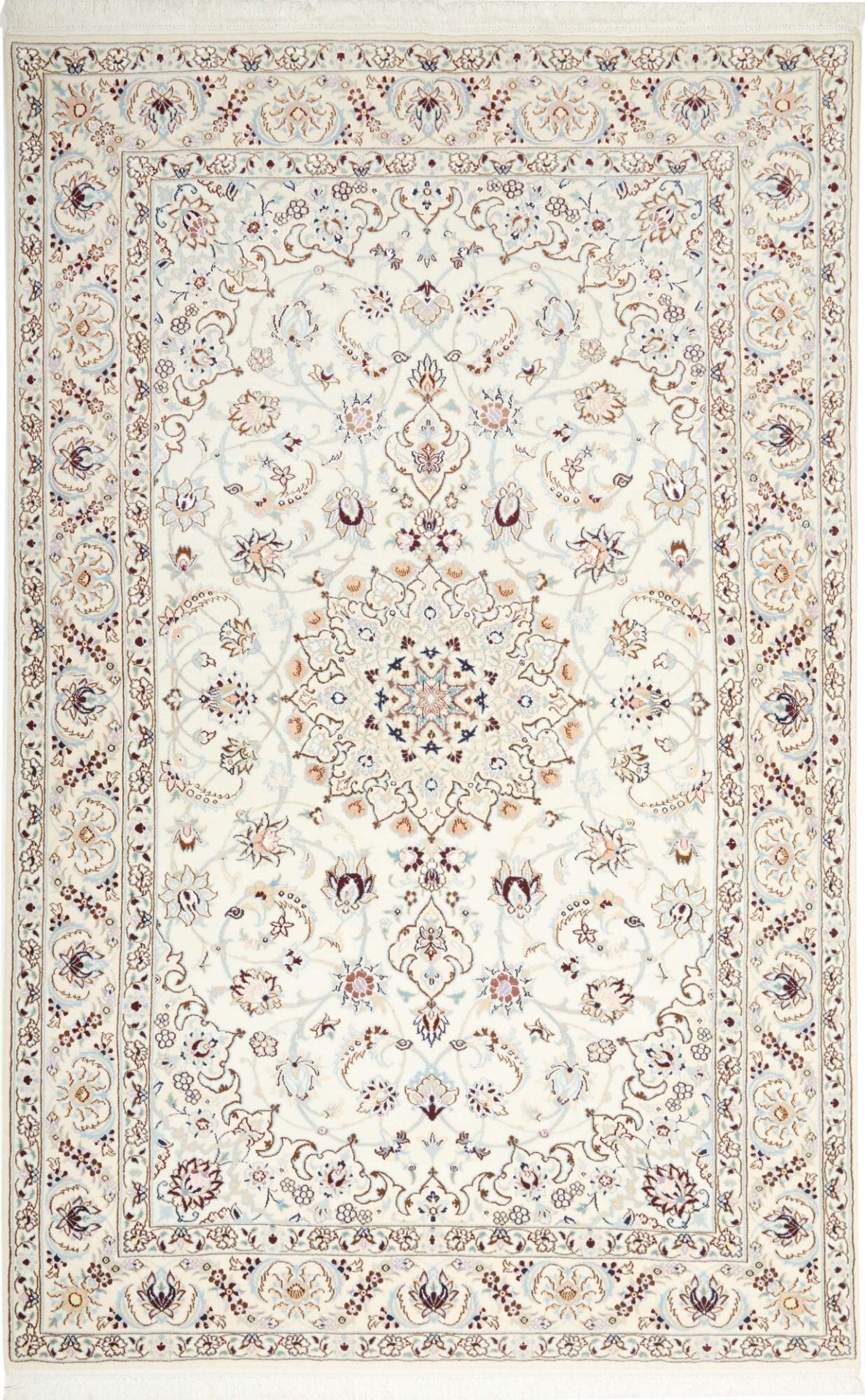 Nain Orientteppich 162 x 252 cm, florales Muster, handgeknüpft