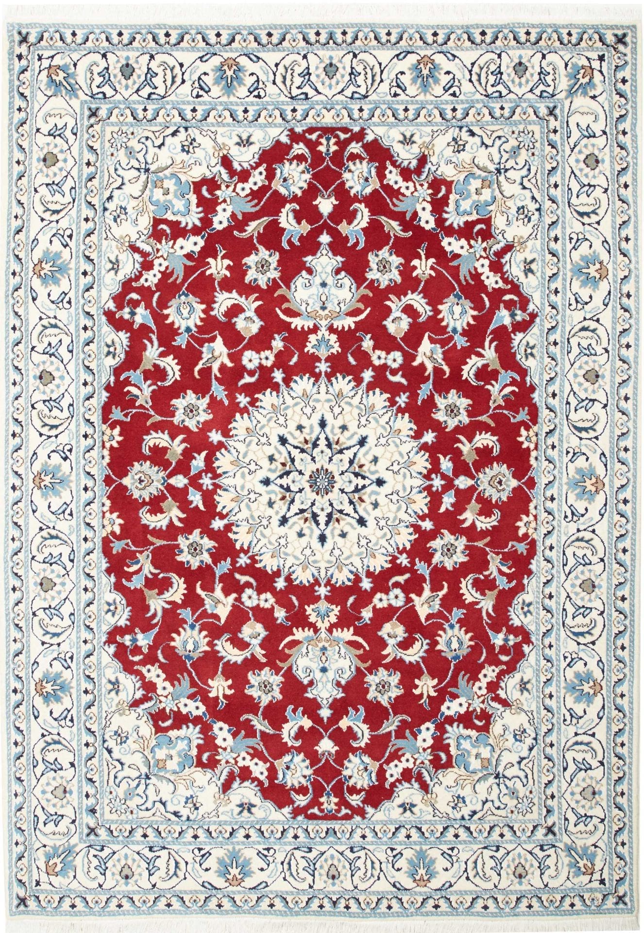 Nain Teppich 173 x 240cm, florales Muster, handgeknüpft, Perserteppich