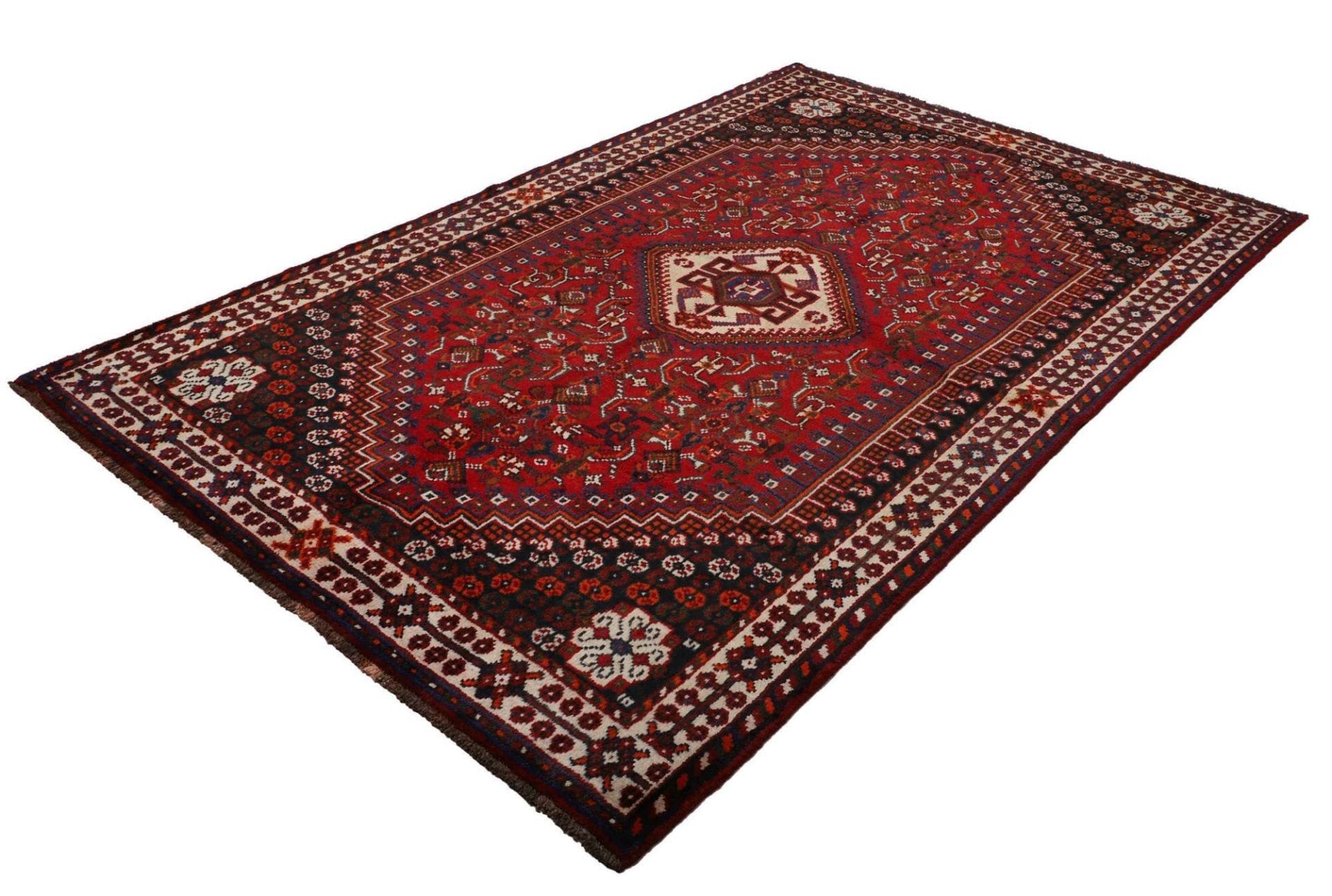 Shiraz Teppich 163 x 253 cm, handgeknüpft, Wolle auf Wolle