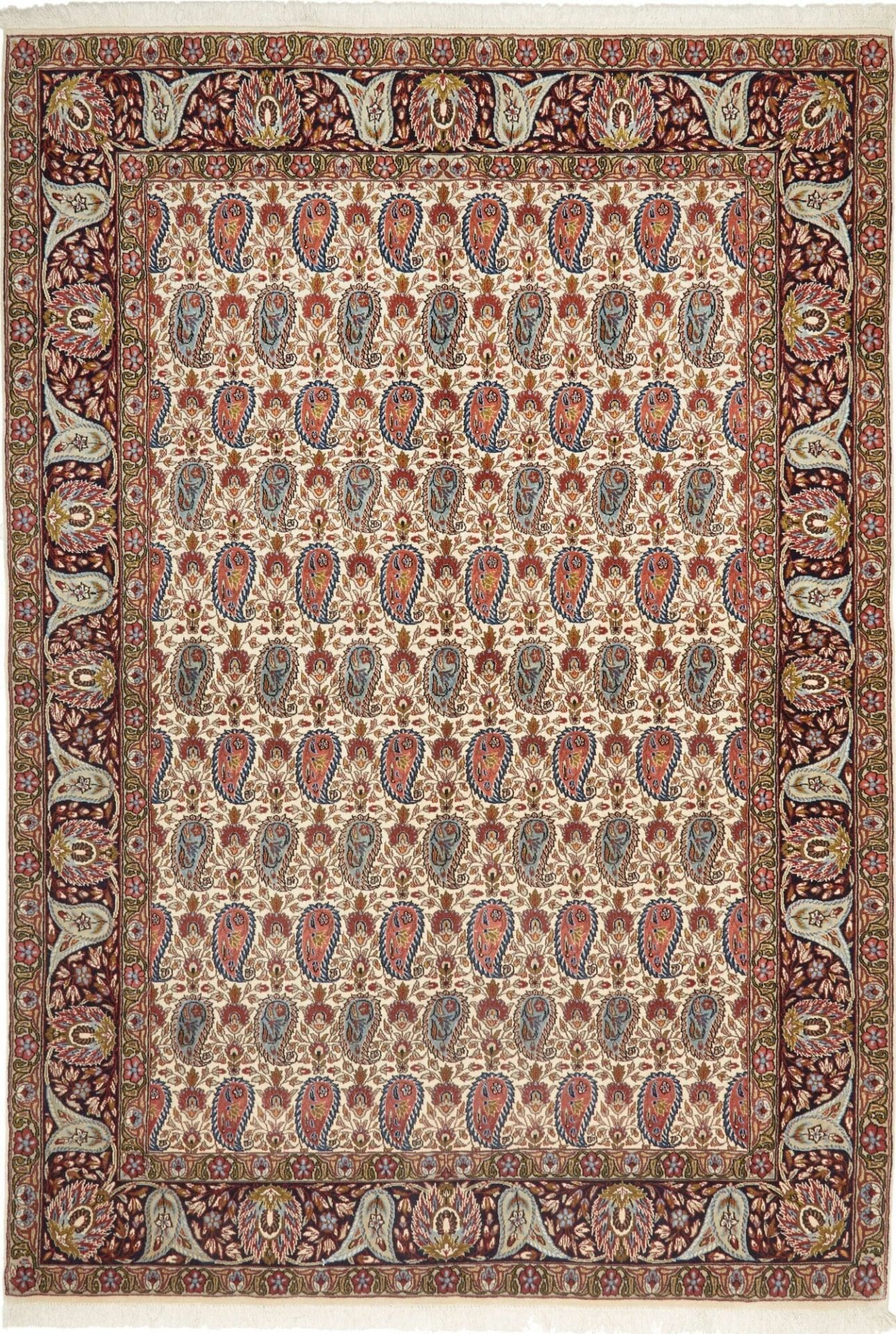 Isfahan Teppich 153 x 218cm, florale Muster, 600.000 Knoten, handgeknüpft