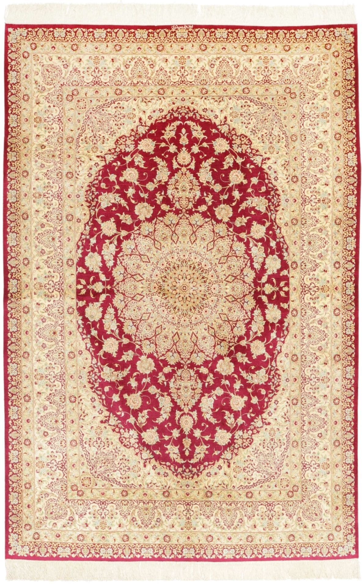 Ghom Teppich 156 x 233cm, Seide, handgeknüpft, Perserteppich