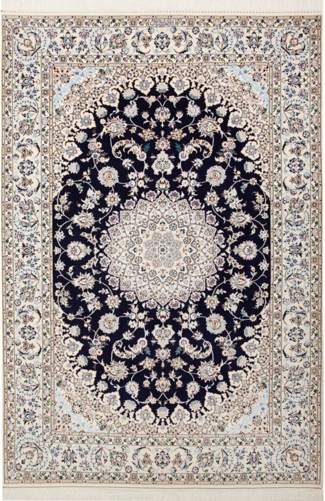 Exklusiver Nain Teppich 161 x 231cm, florales Muster, handgeknüpft