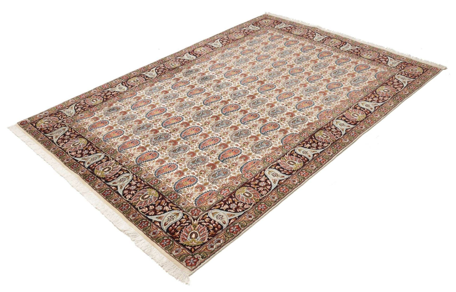 Isfahan Teppich 153 x 218cm, florale Muster, 600.000 Knoten, handgeknüpft