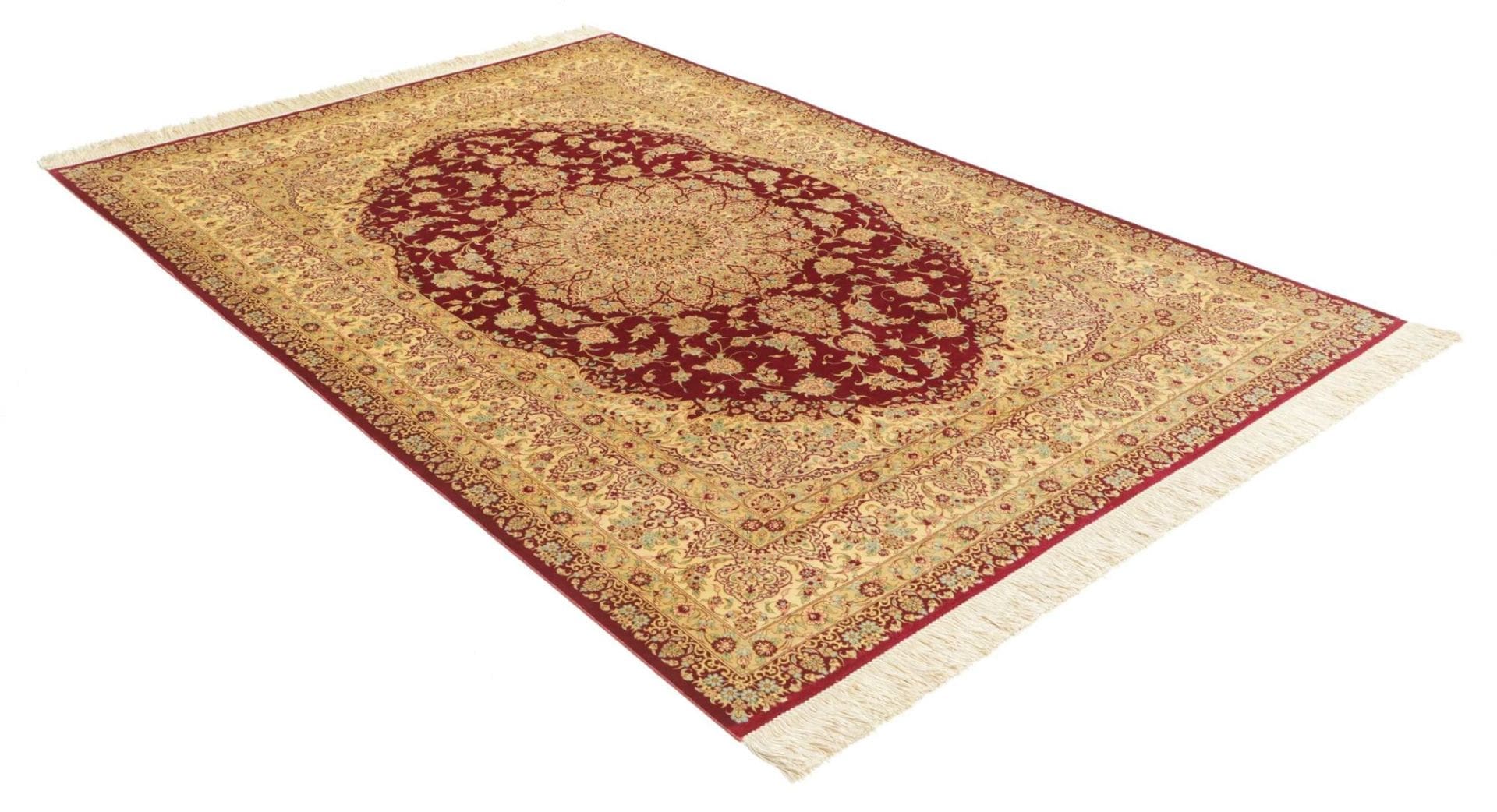 Ghom Teppich 156 x 233cm, Seide, handgeknüpft, Perserteppich