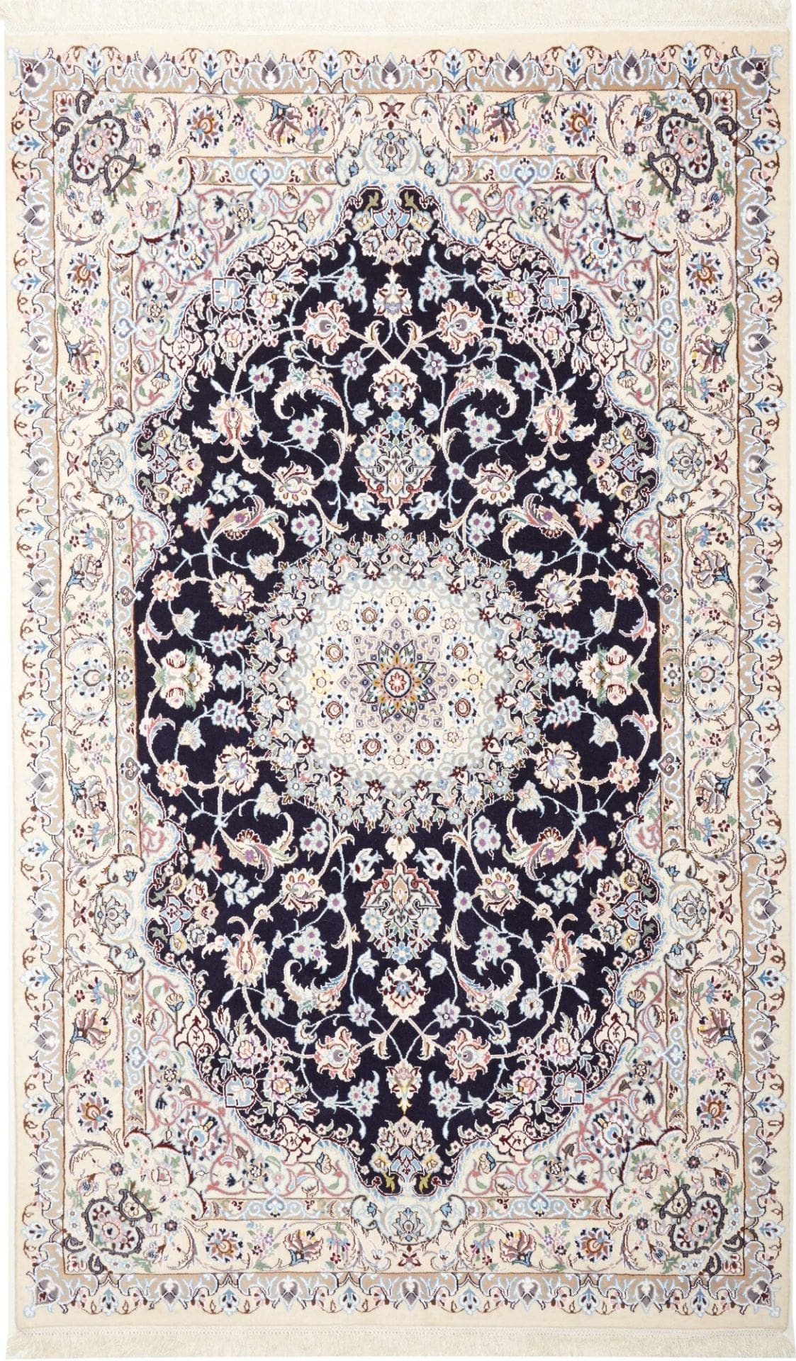 Nain Teppich 149 x 246 cm, florales Muster, handgeknüpft