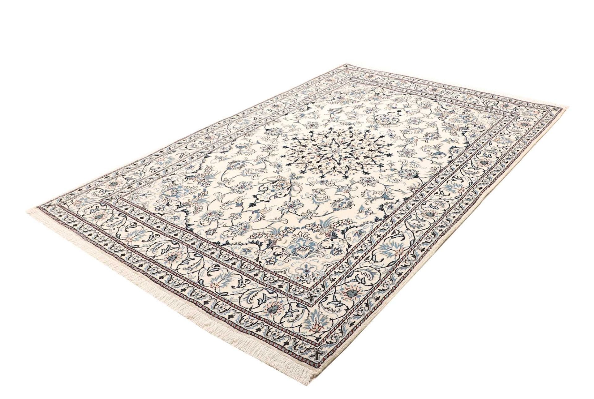 Exklusiver Nain Teppich 166 x 247 cm in Blau, handgeknüpft, Perserteppich