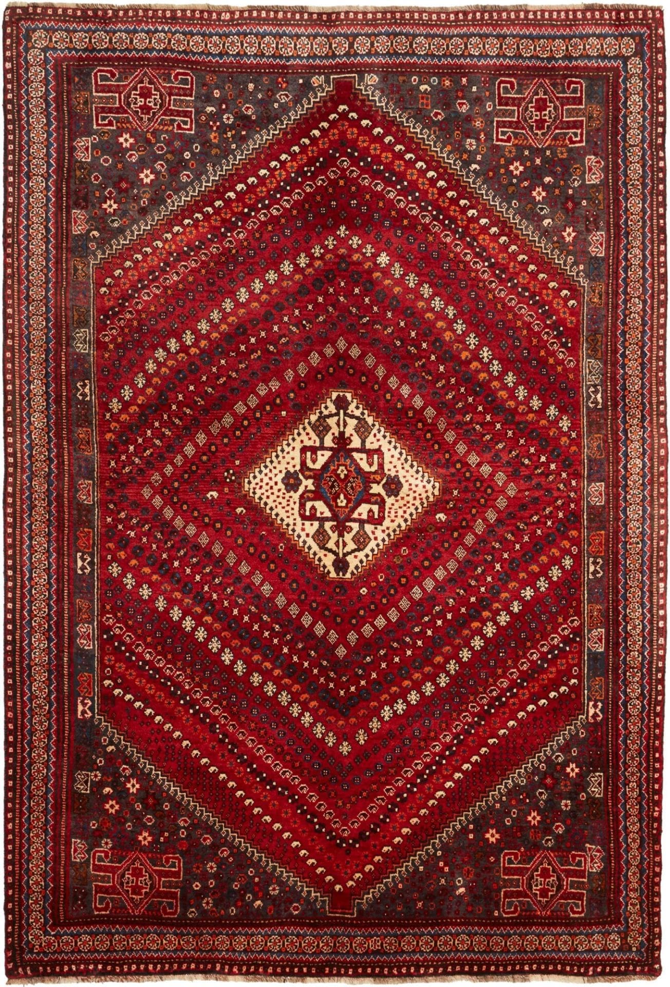 Shiraz Teppich 173 x 249cm, Wolle, geometrisches Muster, handgeknüpft