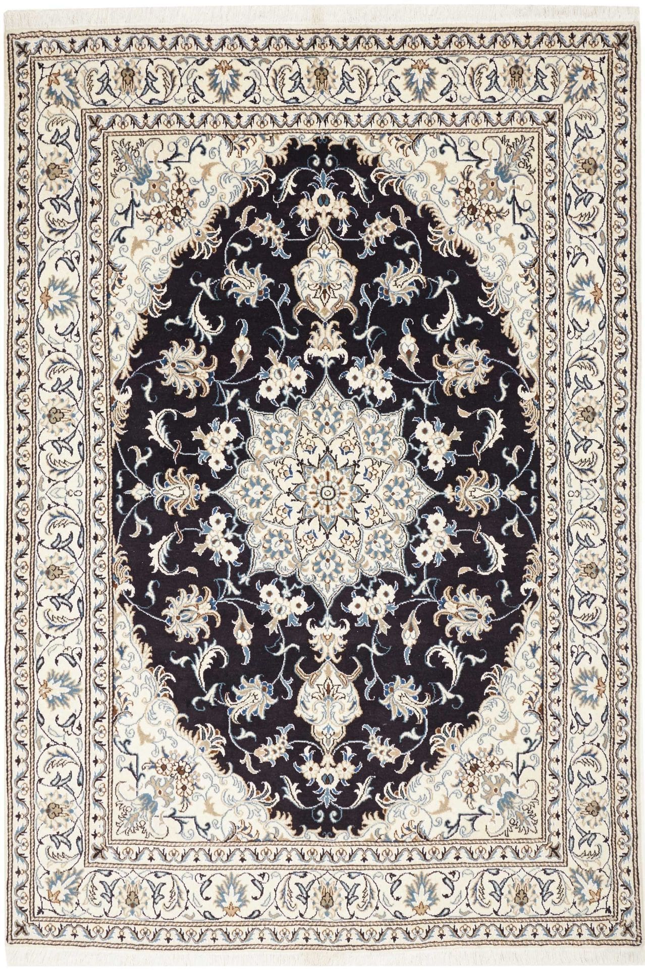 Nain Teppich 171 x 250 cm, florale Muster, handgeknüpft, Perserteppich