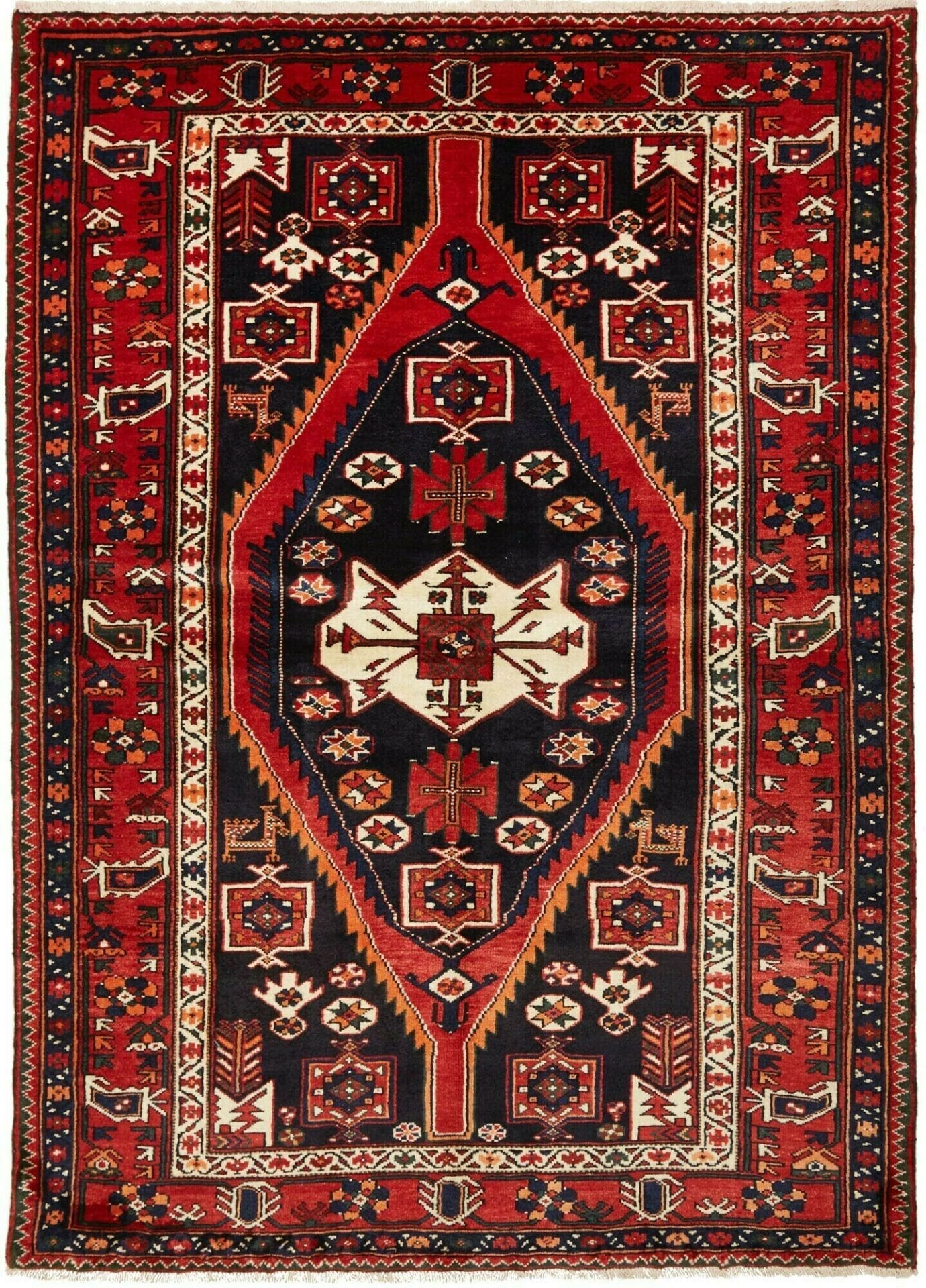 Hamadan Teppich 155 x 216cm, Herati-Muster, handgeknüpft
