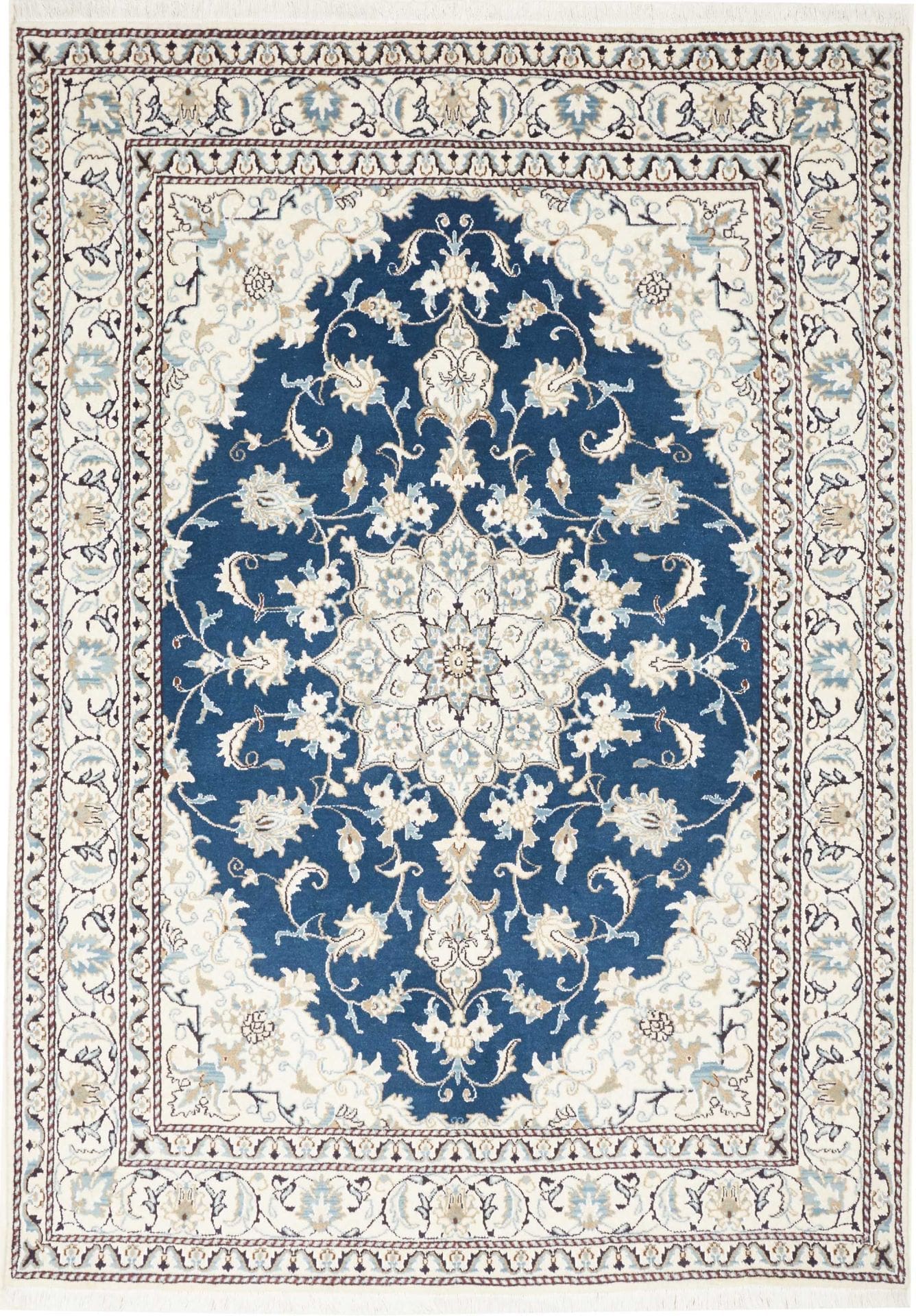 Exklusiver Nain Teppich 168 x 234cm, florales Muster, handgeknüpft