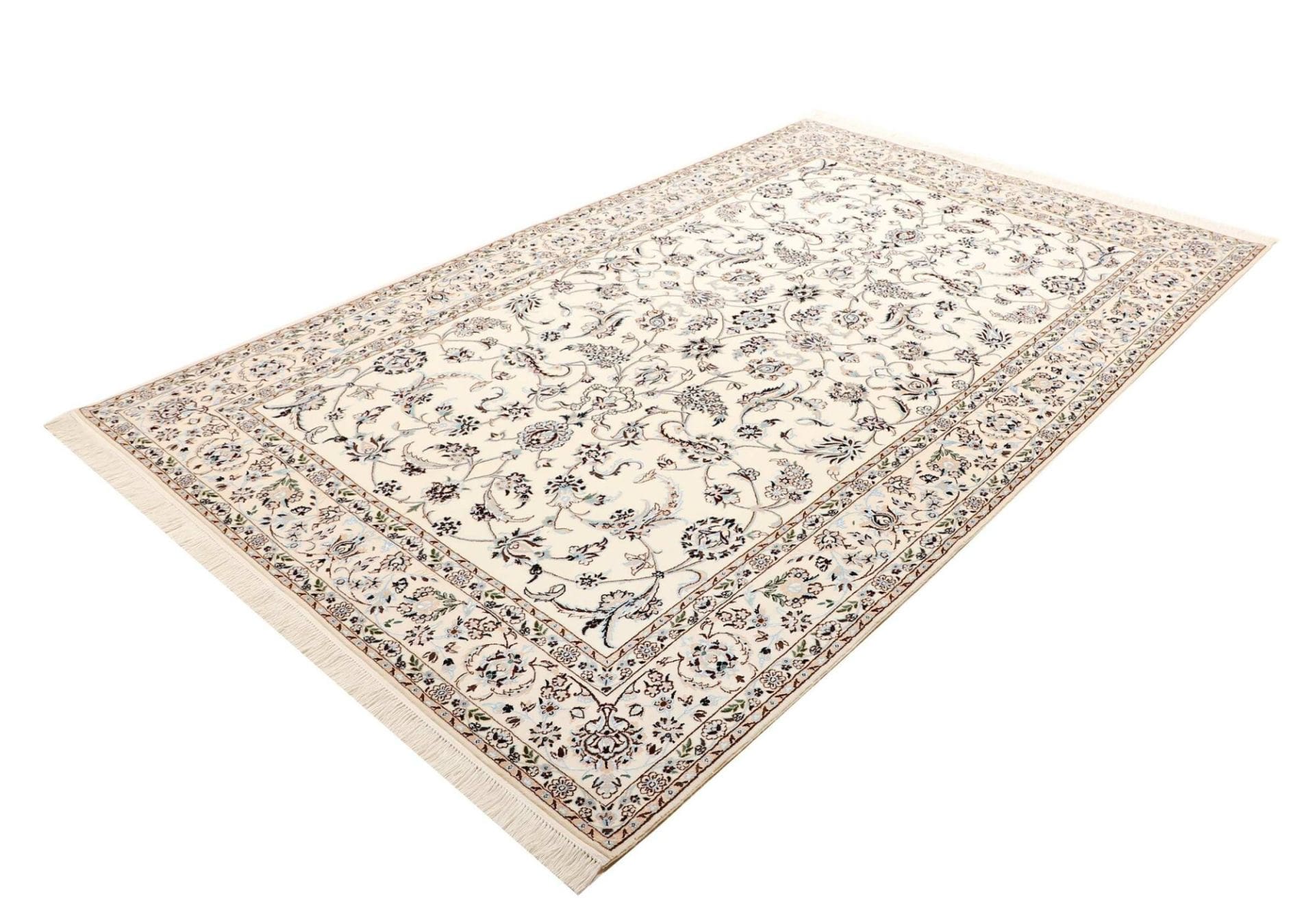 Nain Teppich 163 x 255 cm, florale Muster, handgeknüpft, Perserteppich