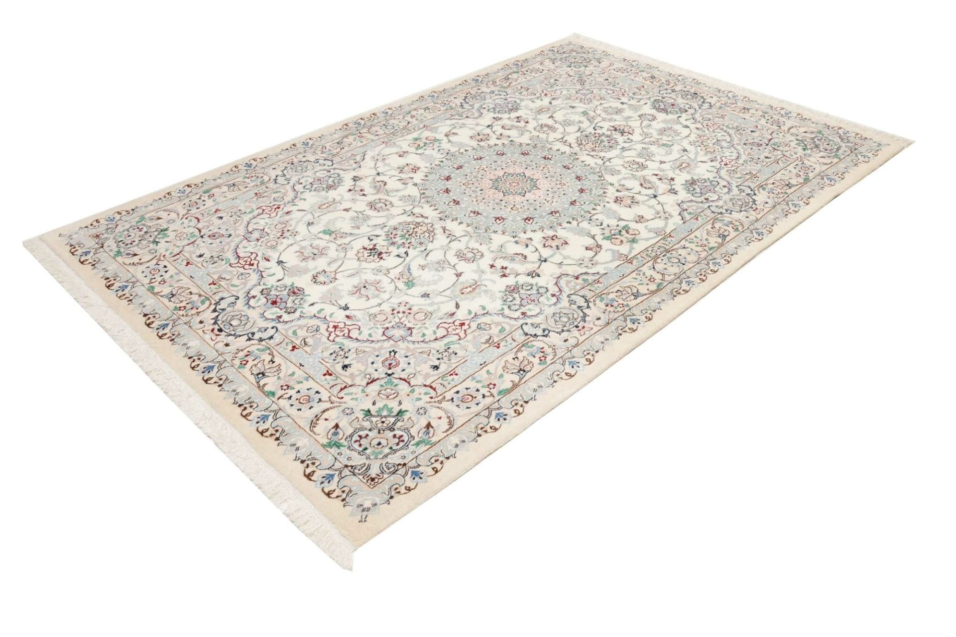 Nain Teppich 161 x 245 cm, florales Muster, handgeknüpft, Perserteppich