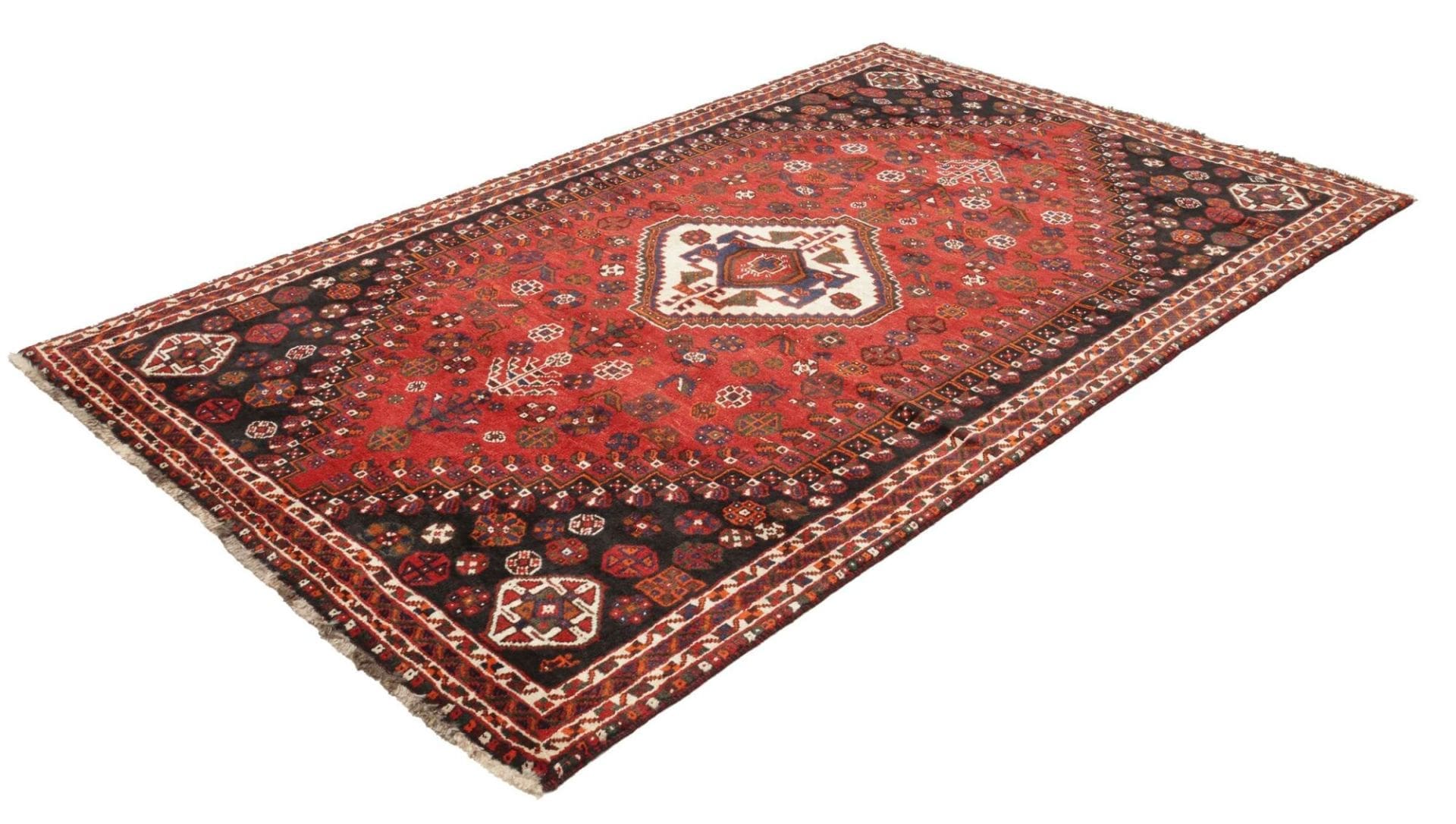 Shiraz Teppich 168 x 257cm aus Schurwolle, handgeknüpft, Orientteppich