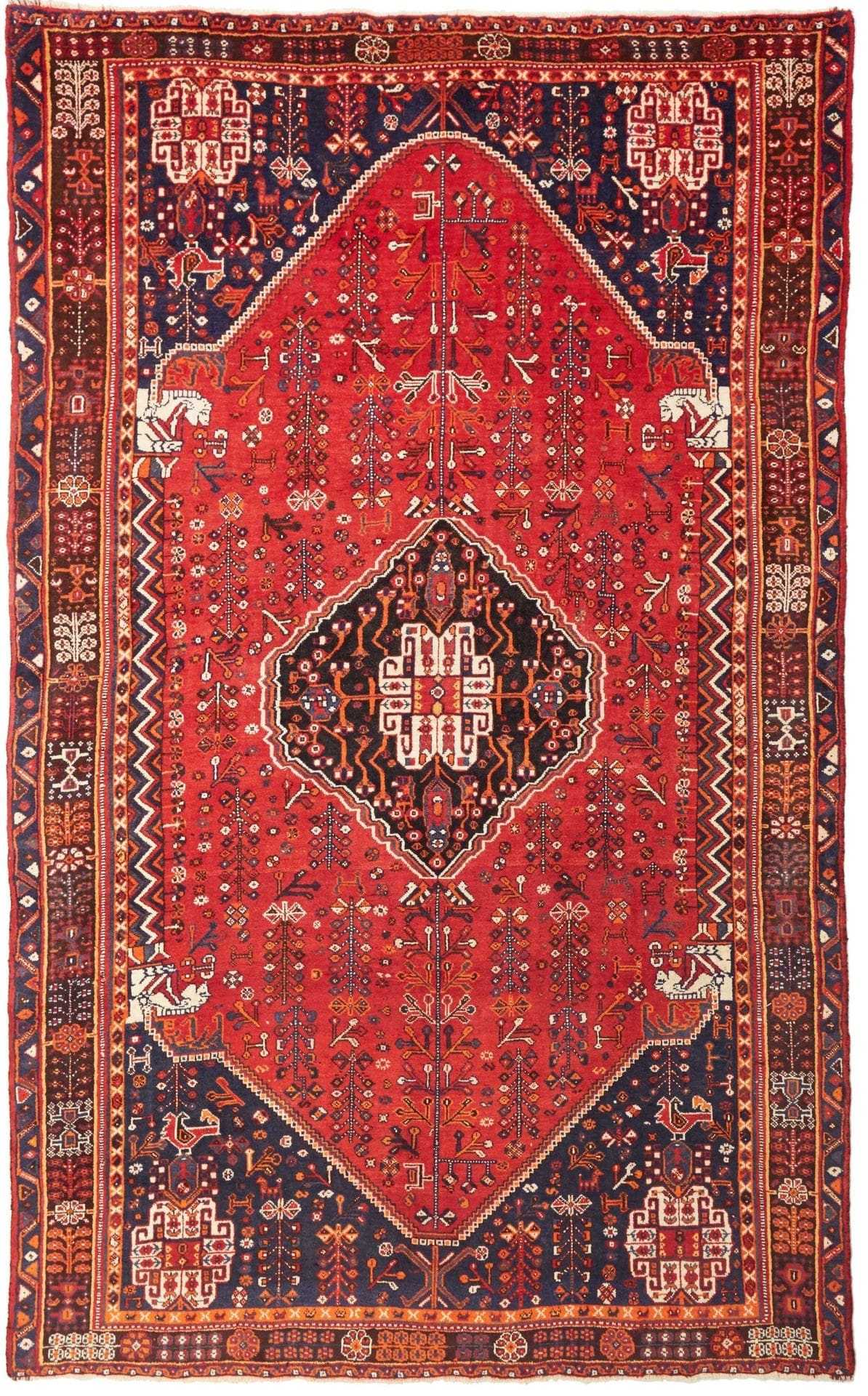 Shiraz Teppich 163 x 260 cm, Wolle, geometrische Muster, handgeknüpft