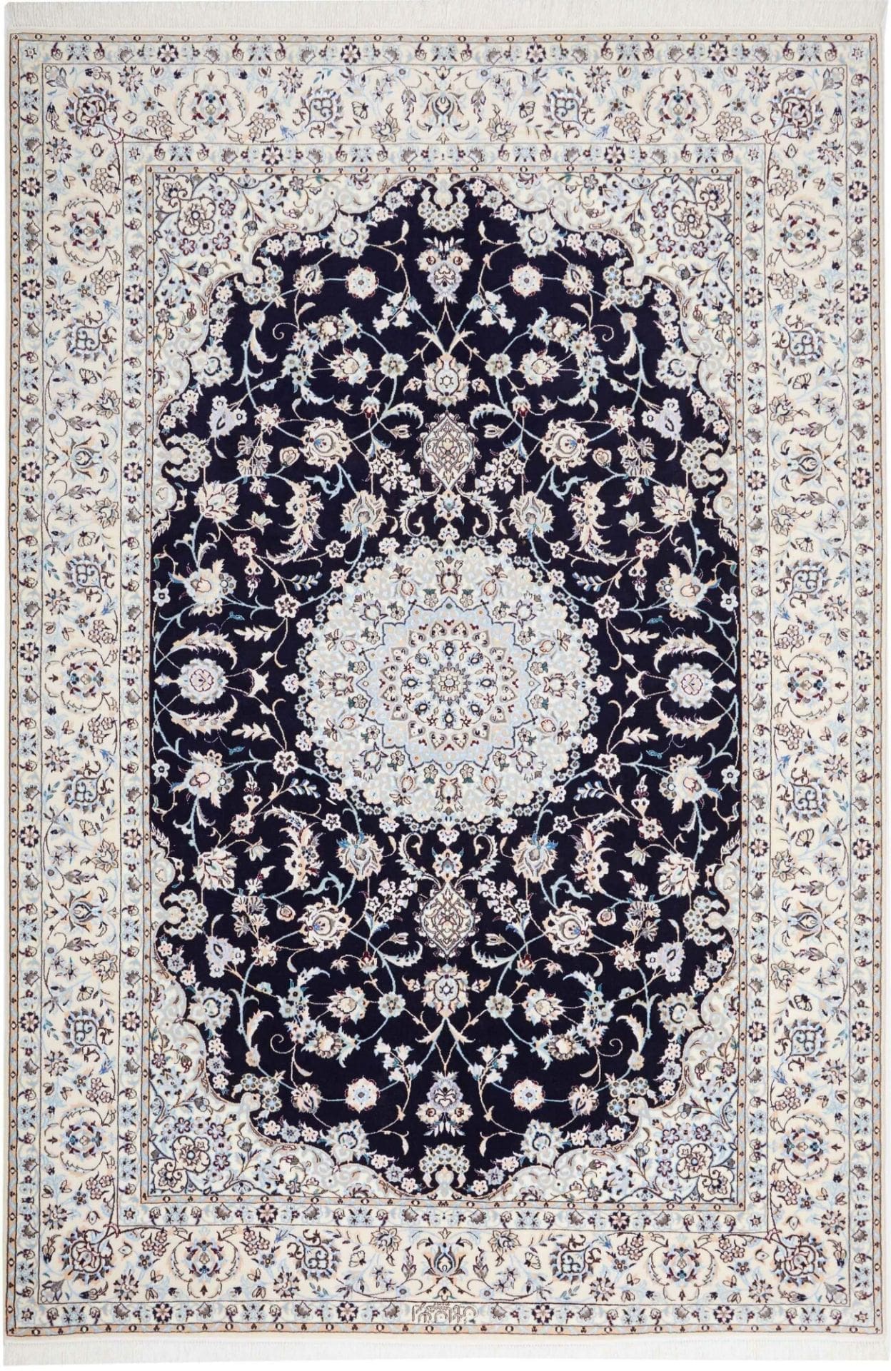Nain Teppich 171 x 249cm, florale Muster, handgeknüpft, Perserteppich