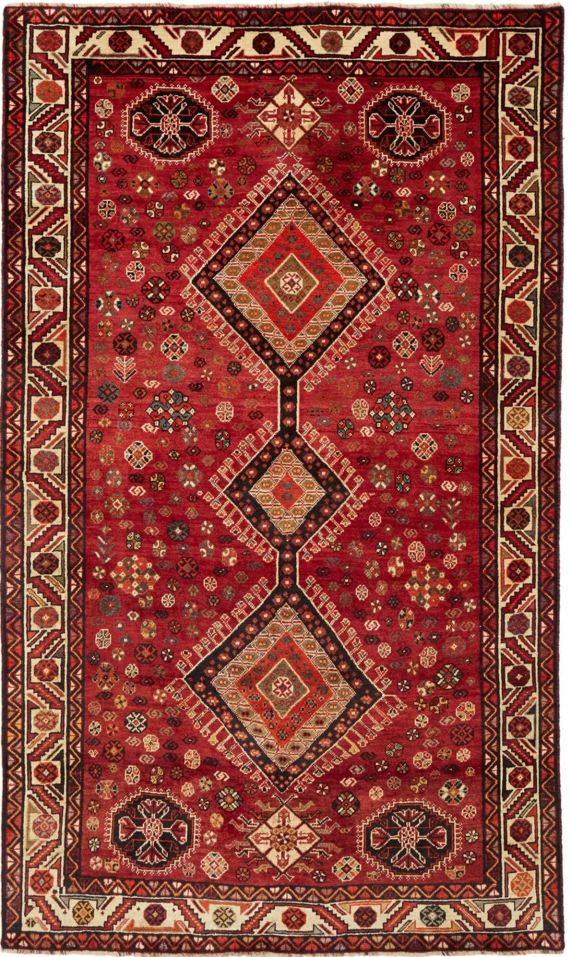 Shiraz Teppich 163 x 270cm Wolle, geometrisches Muster, handgeknüpft