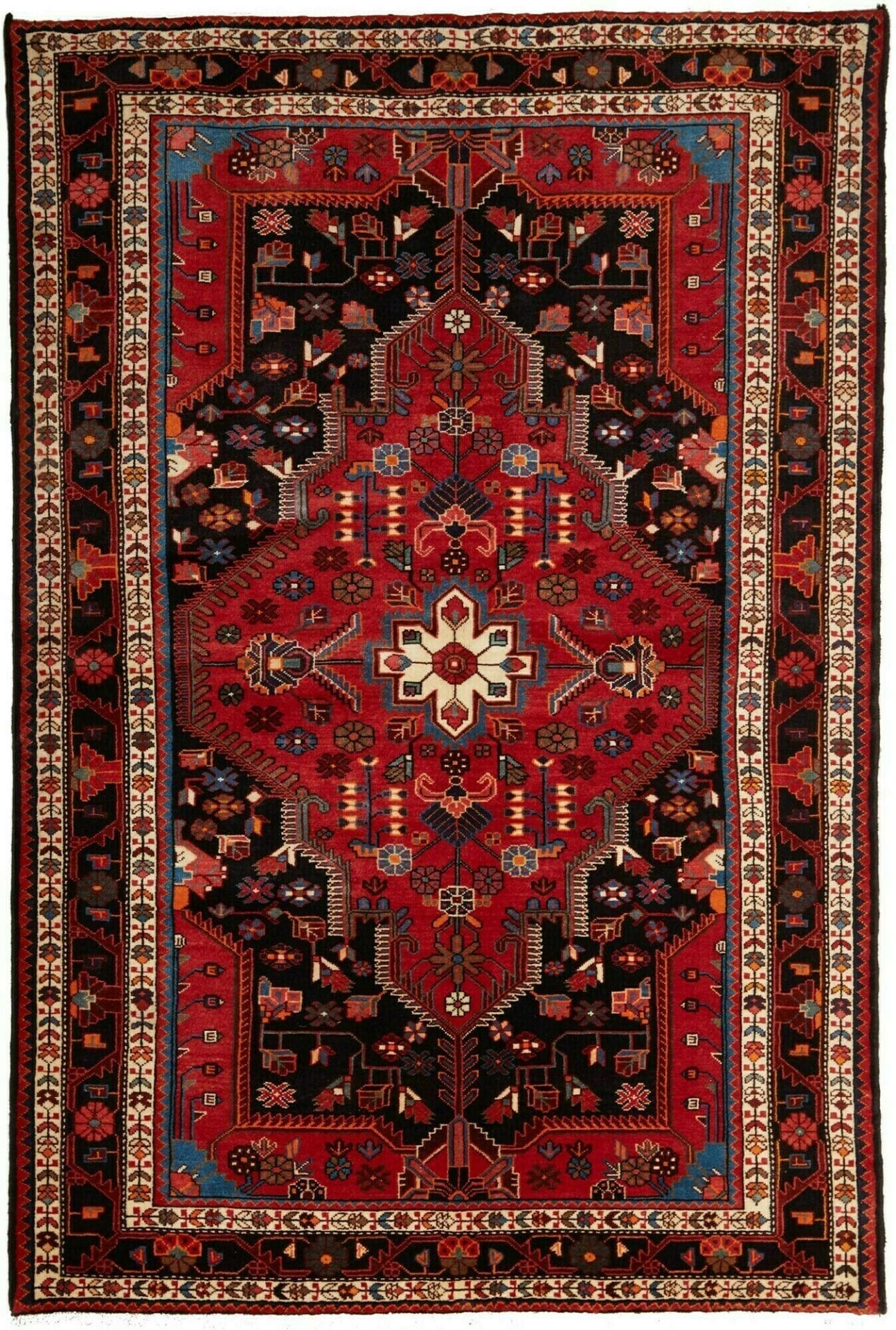Orientteppich Hamadan 149 x 217cm, handgeknüpft, Schurwolle, Herati-Muster