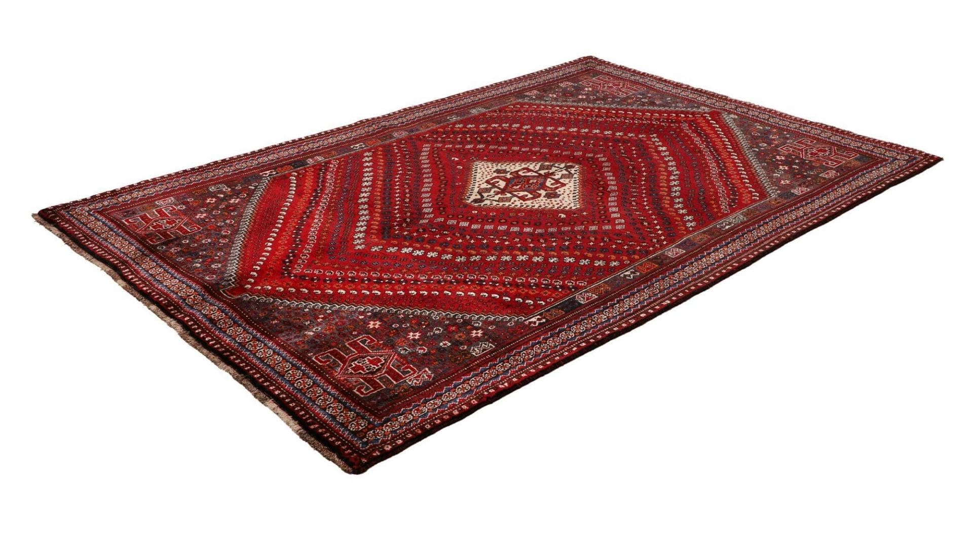 Shiraz Teppich 173 x 249cm, Wolle, geometrisches Muster, handgeknüpft