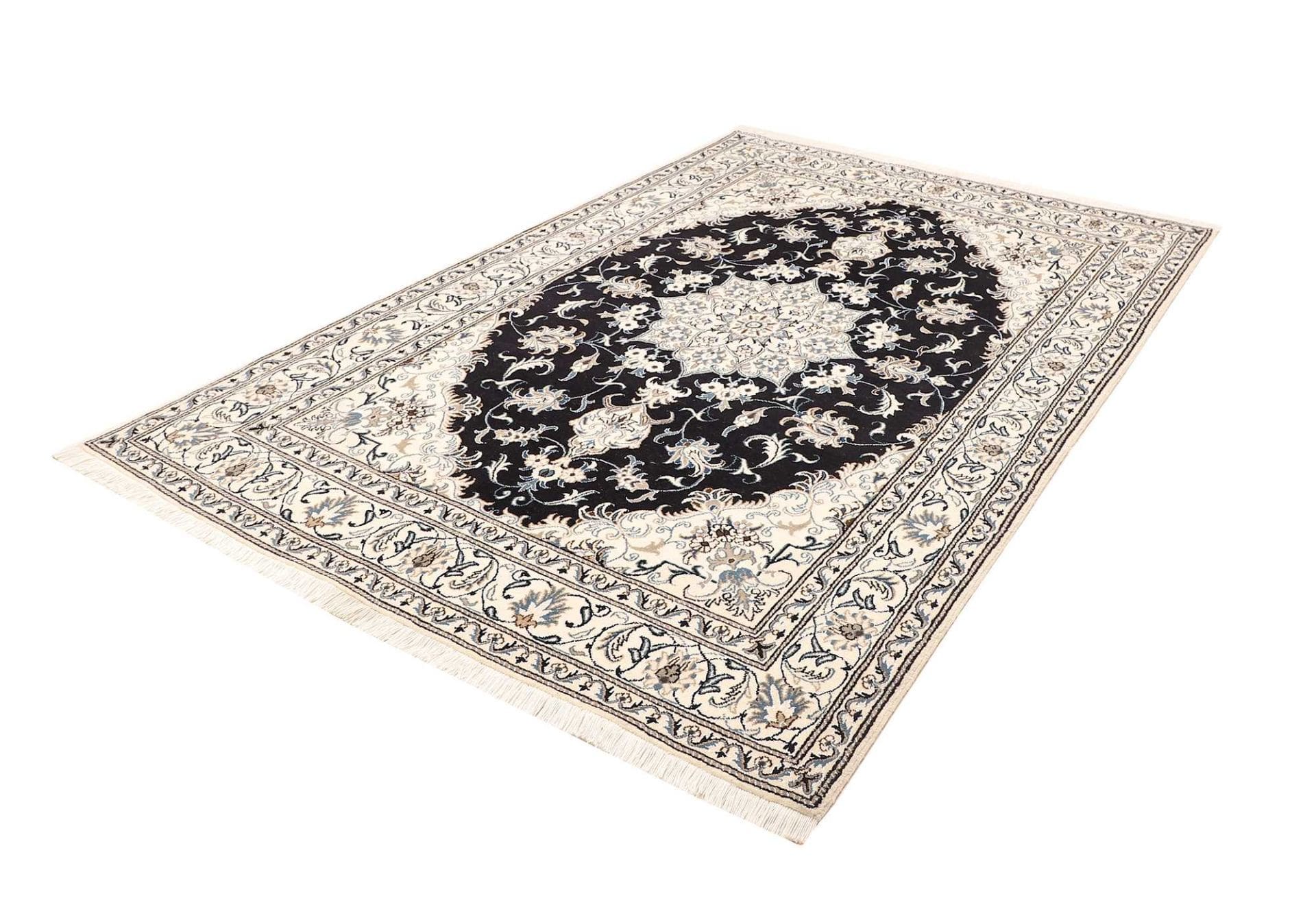 Nain Teppich 171 x 250 cm, florale Muster, handgeknüpft, Perserteppich