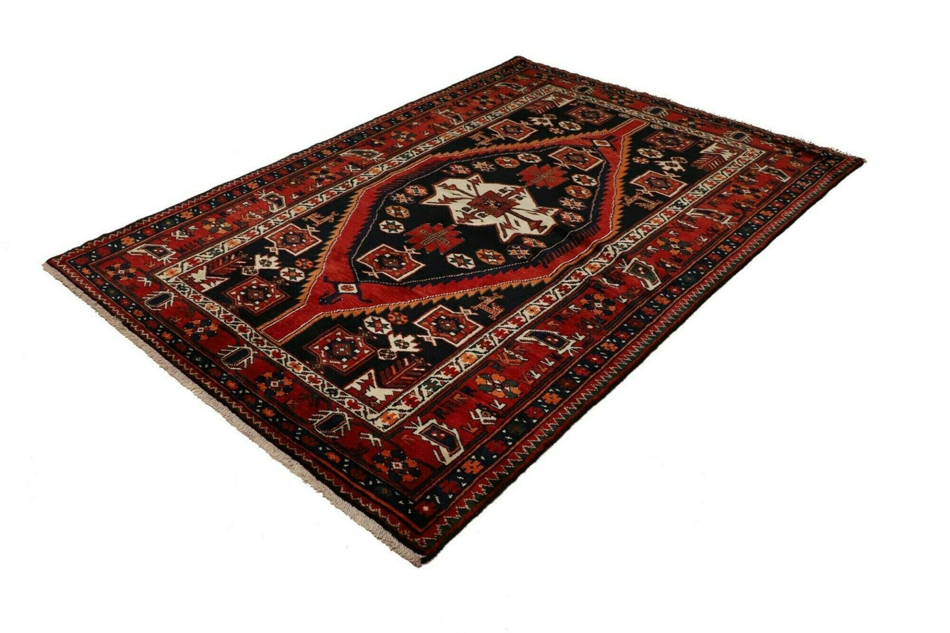 Hamadan Teppich 155 x 216cm, Herati-Muster, handgeknüpft