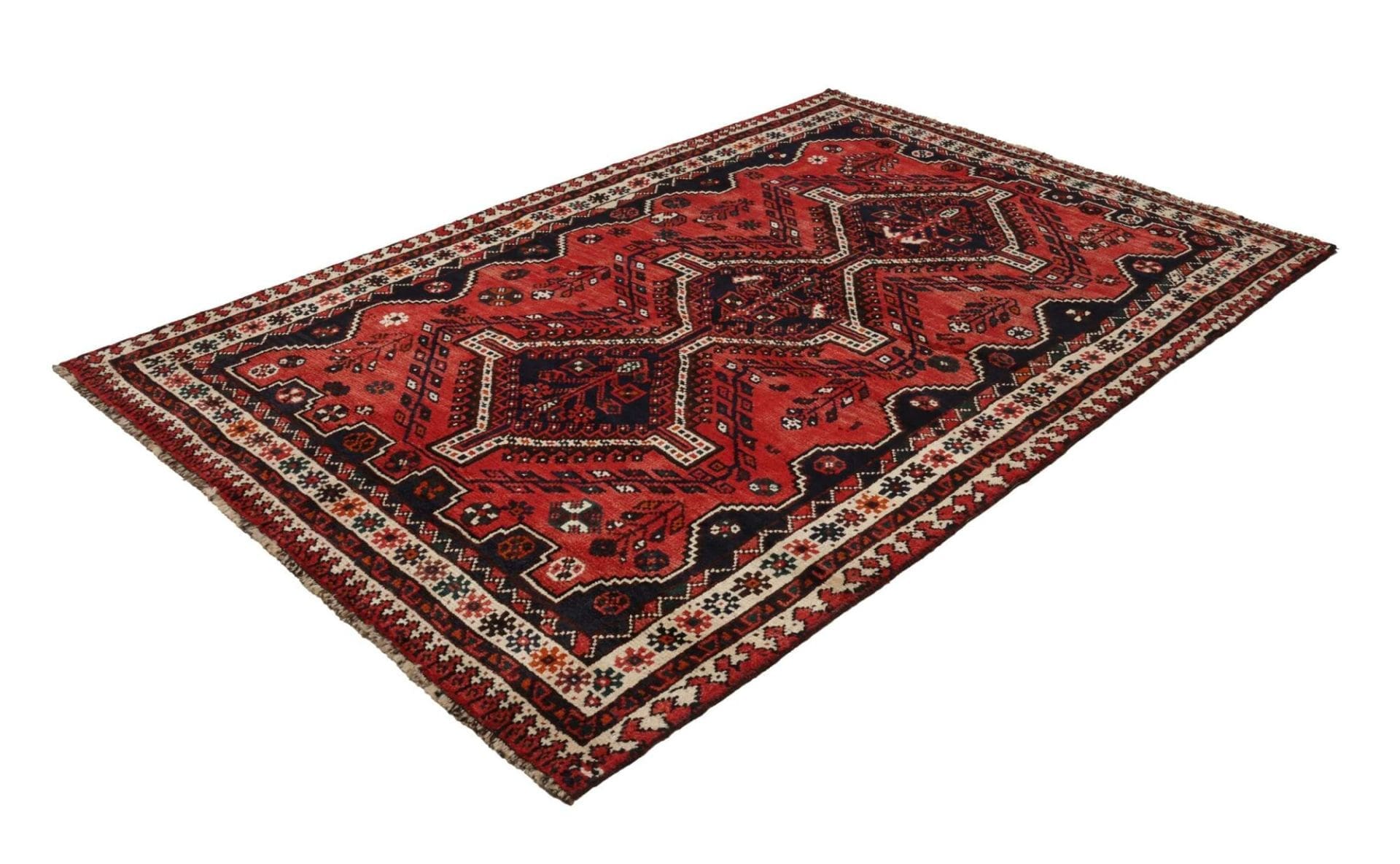 Shiraz Teppich 168 x 245 cm, Wolle, geometrische Muster, handgeknüpft