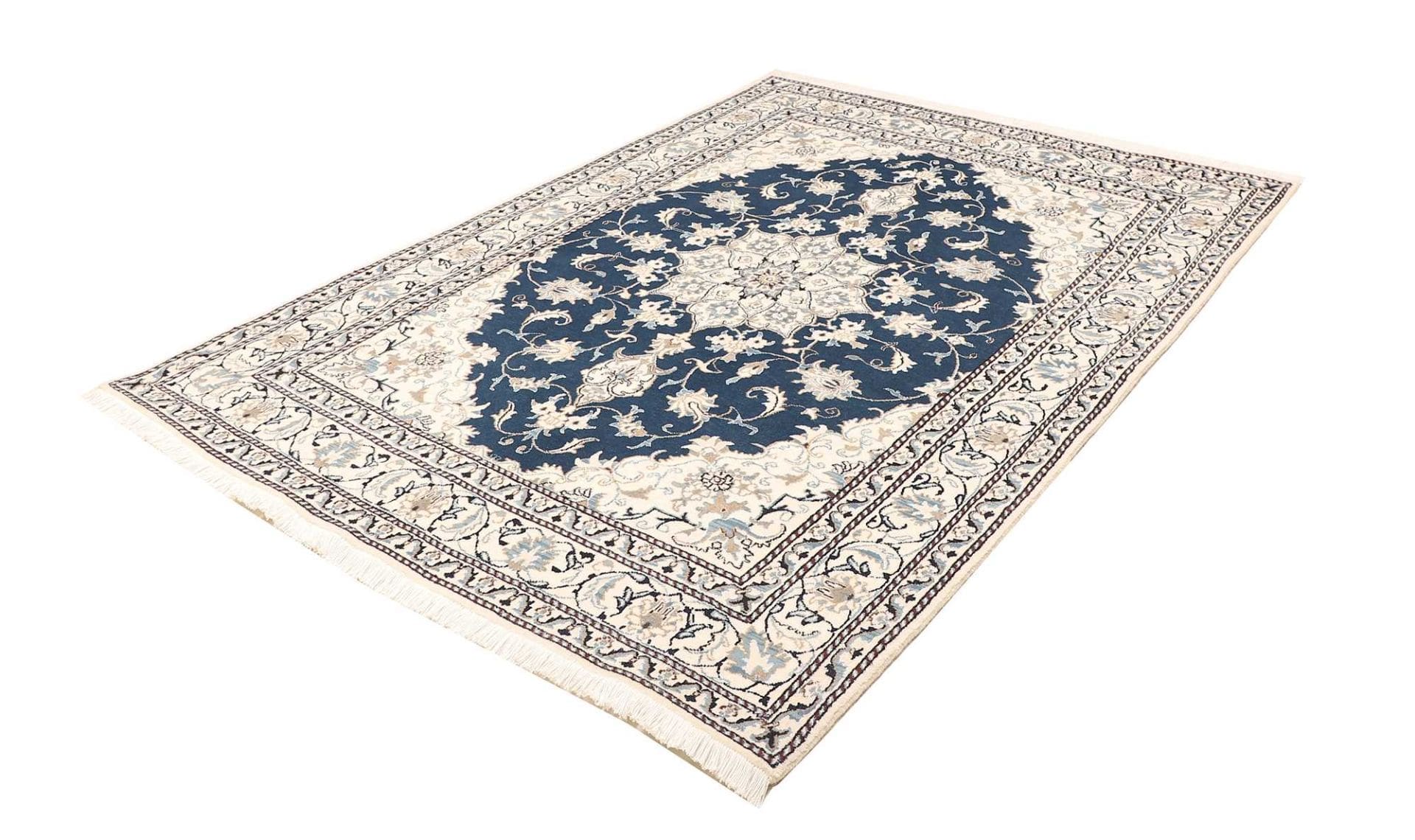 Exklusiver Nain Teppich 168 x 234cm, florales Muster, handgeknüpft
