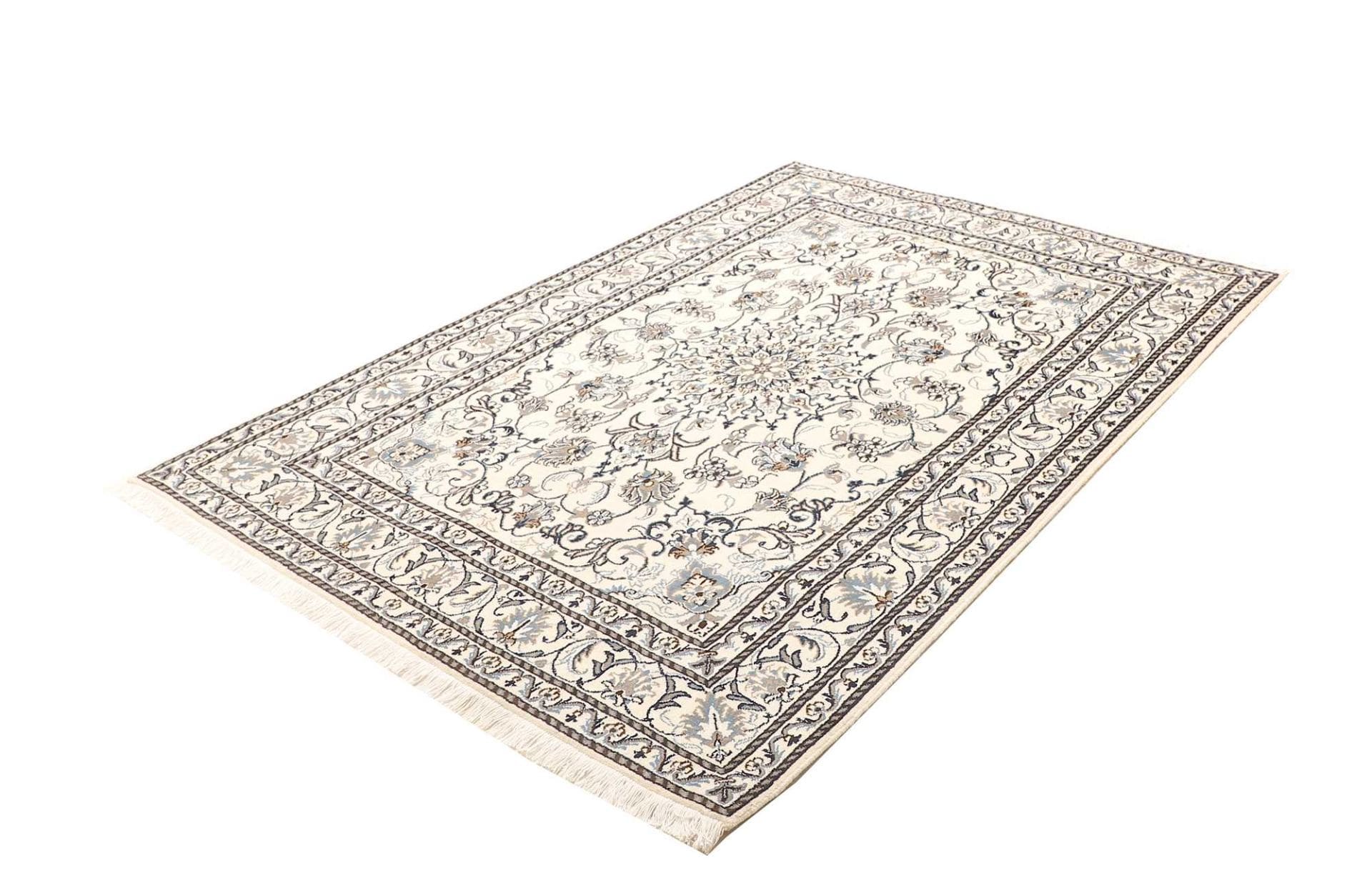 Nain Teppich 150 x 217cm, florales Muster, Schurwolle, handgeknüpft