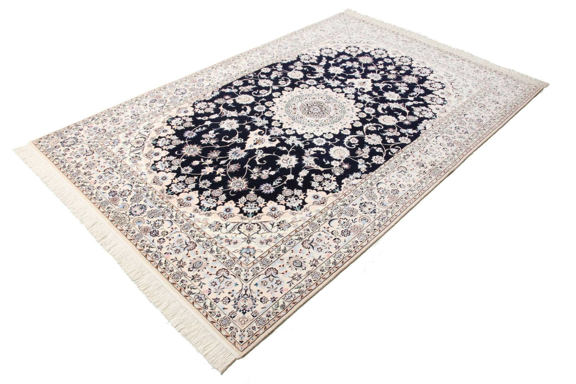 Nain Teppich 161 x 245cm, florale Muster, Schurwolle, handgeknüpft