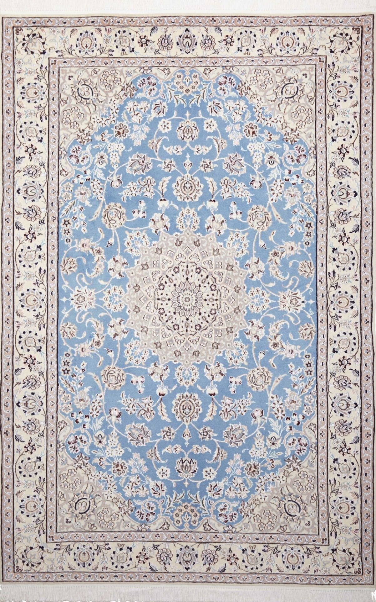 Nain Orientteppich 156 x 233 cm, florales Muster, handgeknüpft