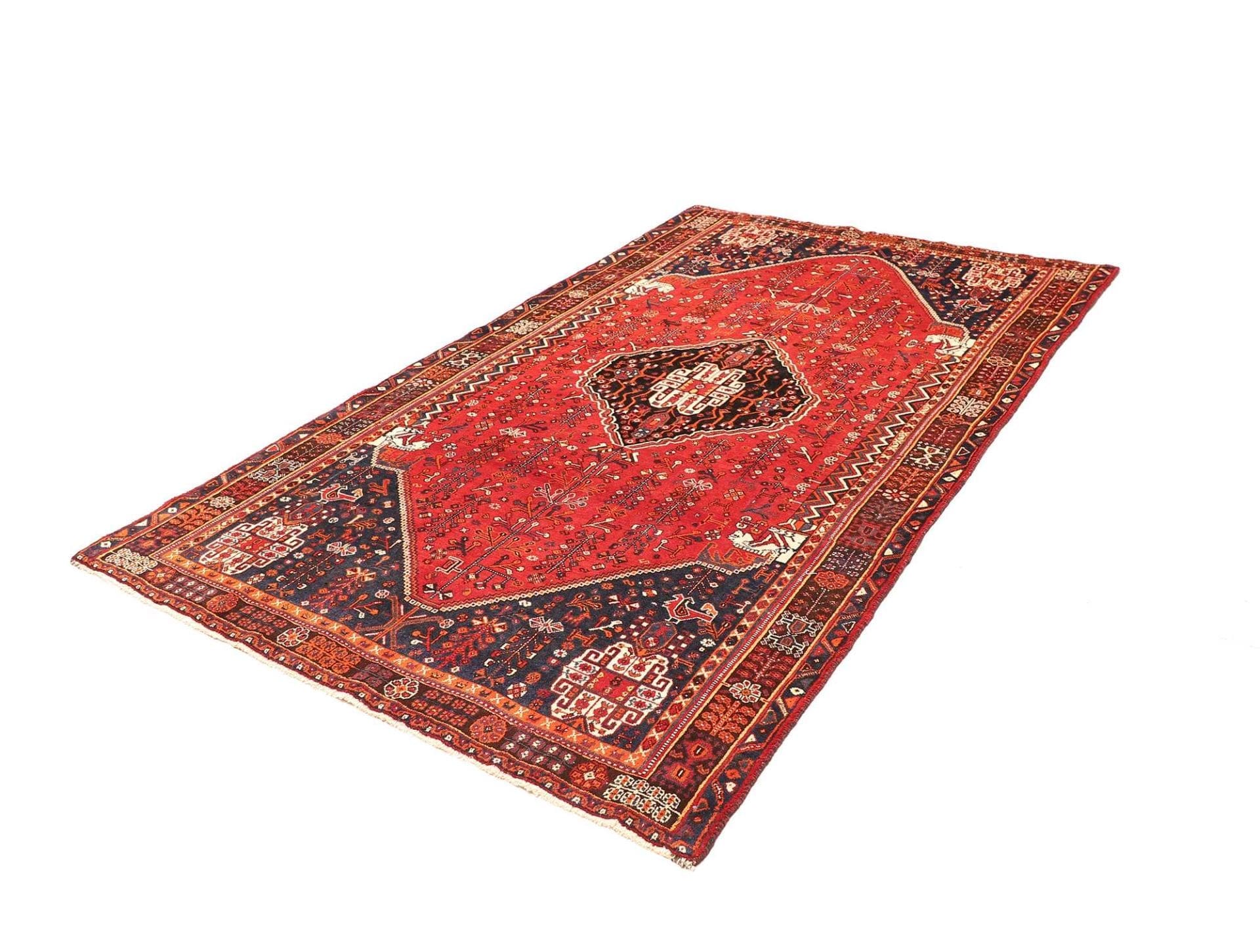 Shiraz Teppich 163 x 260 cm, Wolle, geometrische Muster, handgeknüpft