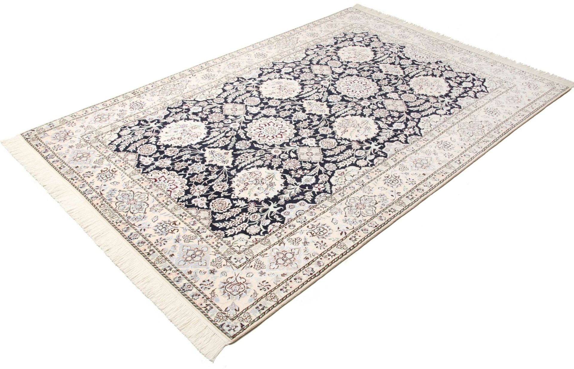 Nain Teppich 156 x 232cm, florale Muster, handgeknüpft, Perserteppich