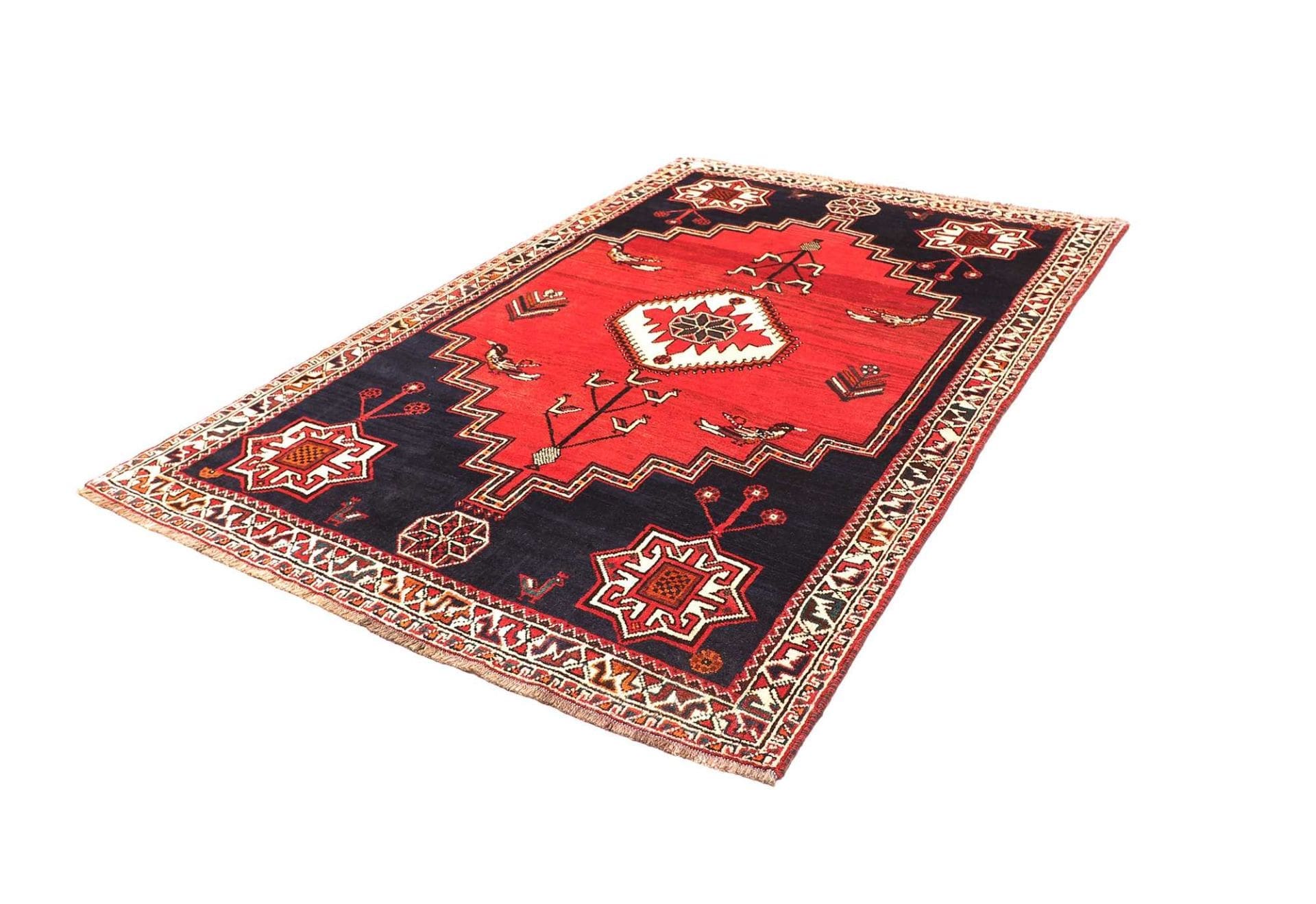 Shiraz Teppich 171 x 253cm aus Wolle, geometrisches Muster, handgeknüpft