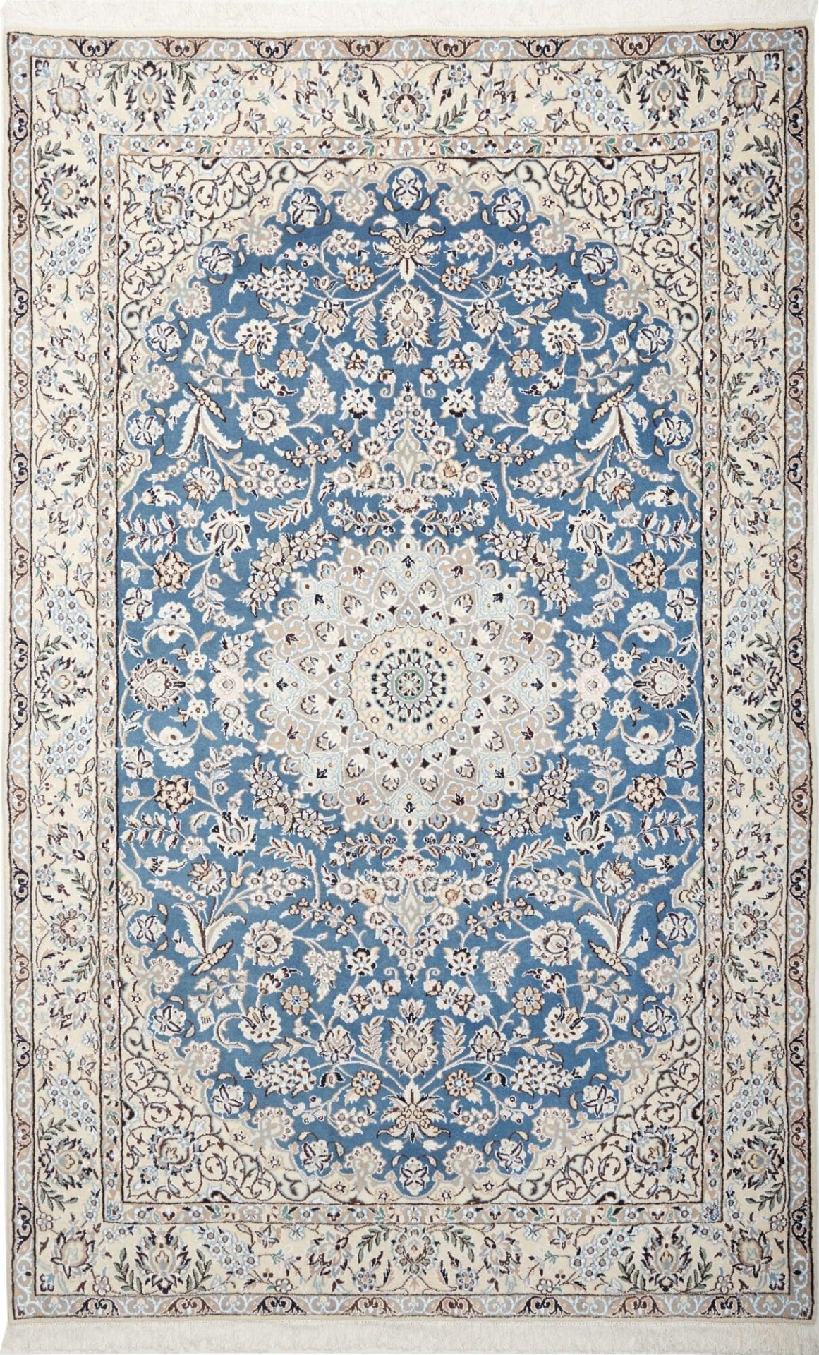 Nain Teppich 161 x 255 cm florales Muster, Schurwolle, handgeknüpft