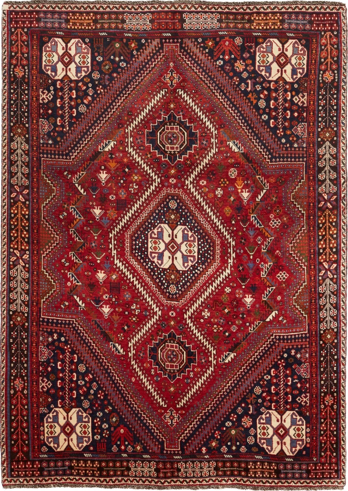 Shiraz Teppich 166 x 225 cm, Wolle, geometrisches Muster, handgeknüpft