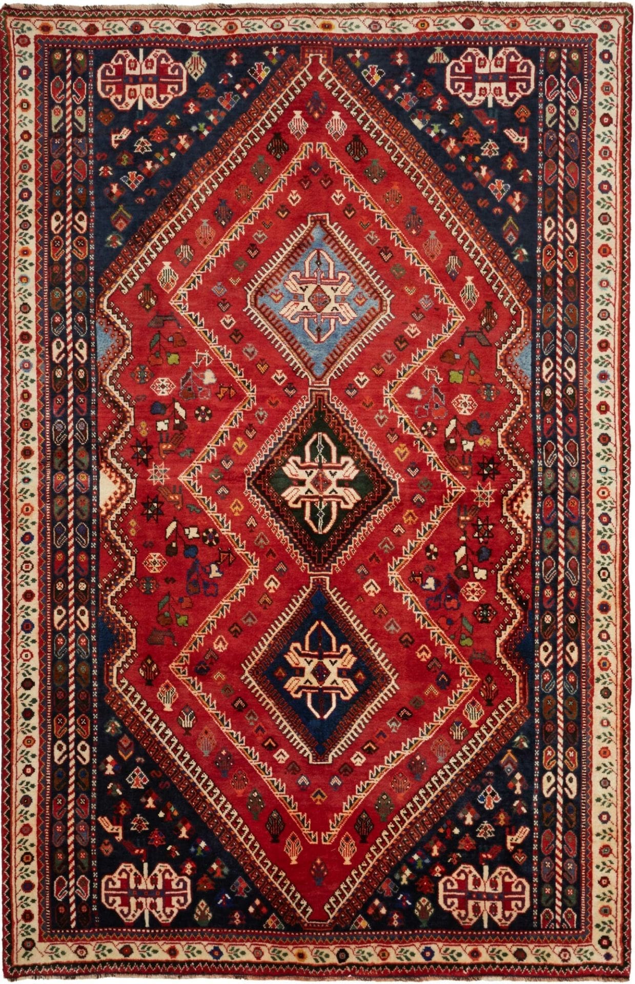 Shiraz Orientteppich 173 x 262cm, Wolle, geometrisches Muster, handgeknüpft
