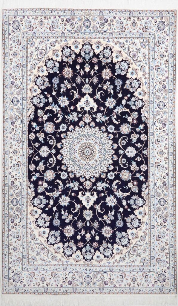Nain Teppich 160 x 252cm, florale Muster, handgeknüpft, Perserteppich