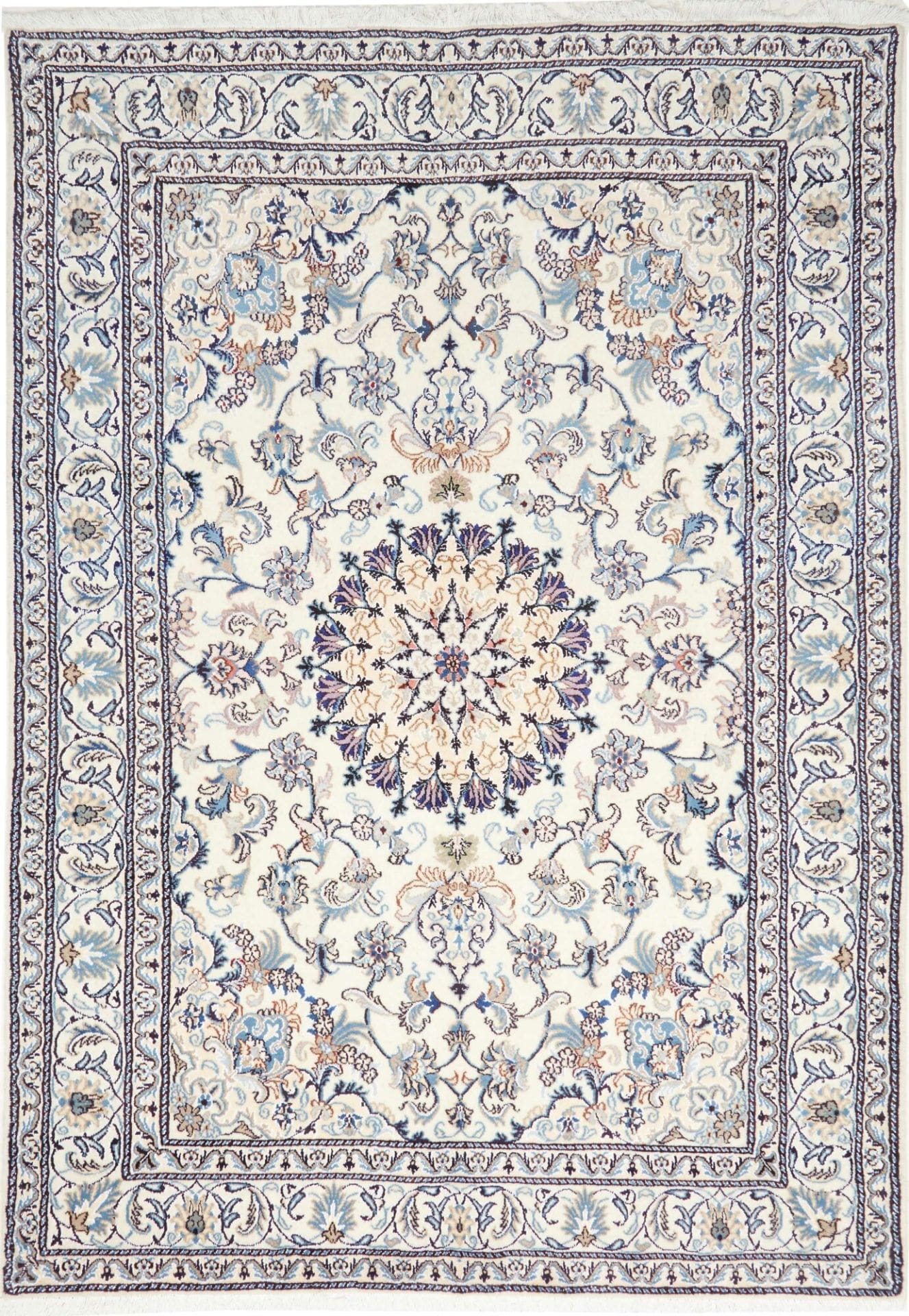 Nain Teppich 168 x 240cm, florales Design, handgeknüpft, Perserteppich